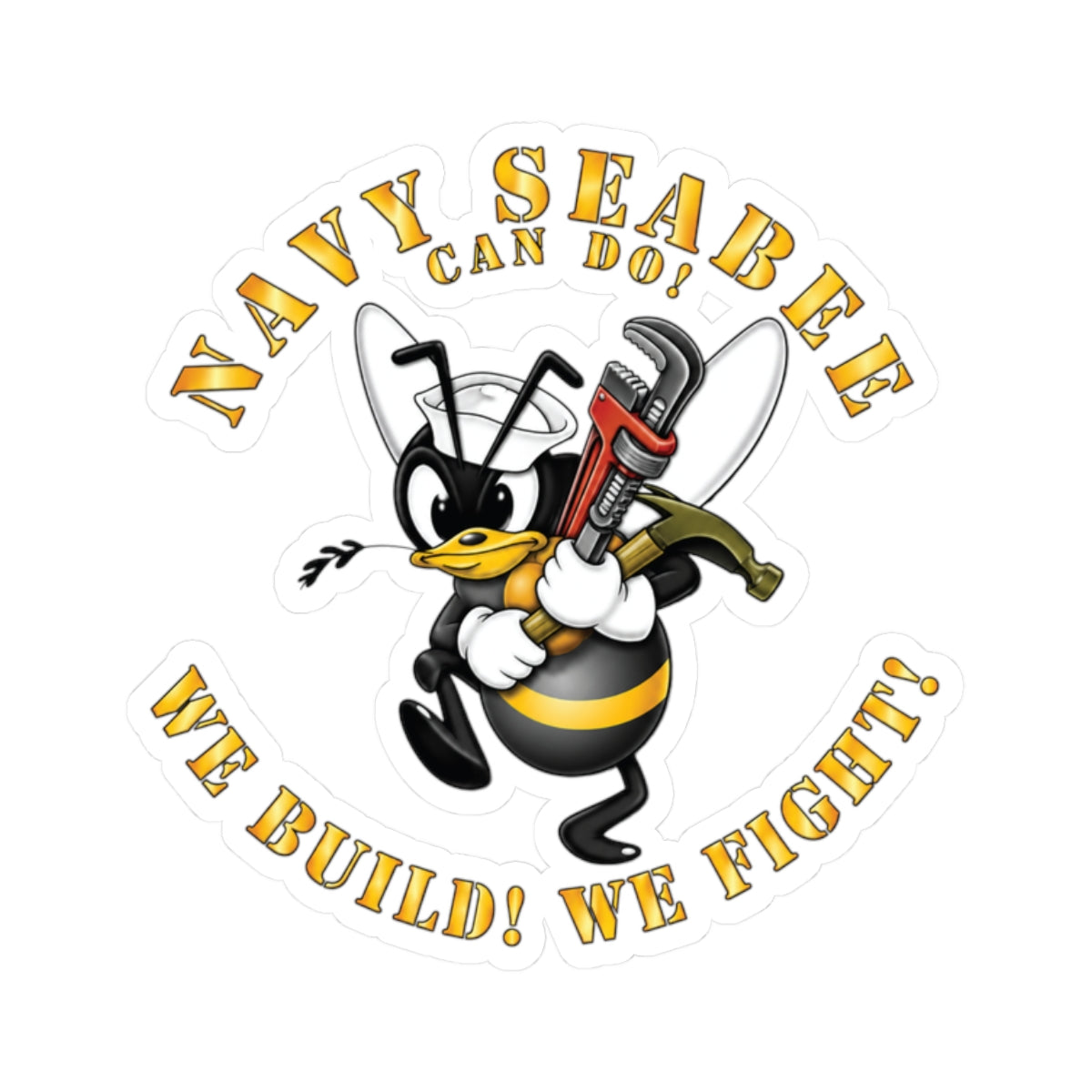 Kiss-Cut Stickers - Navy - Navy SeaBee - w Wrench and Hammer X 300
