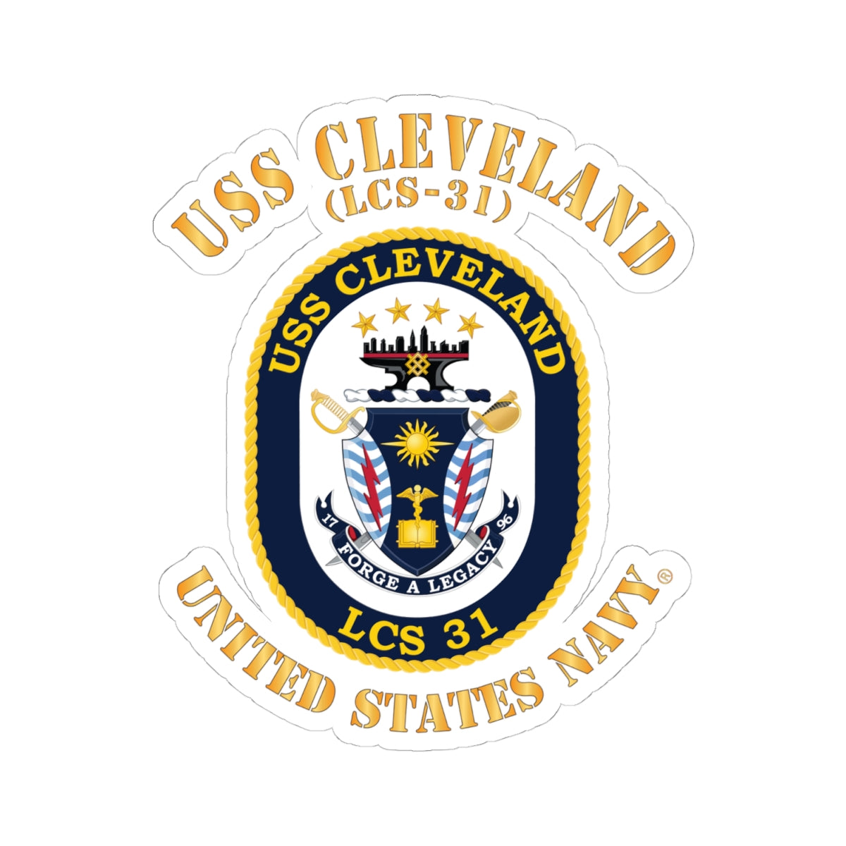 Kiss-Cut Stickers - Navy - USS Cleveland (LCS-31)