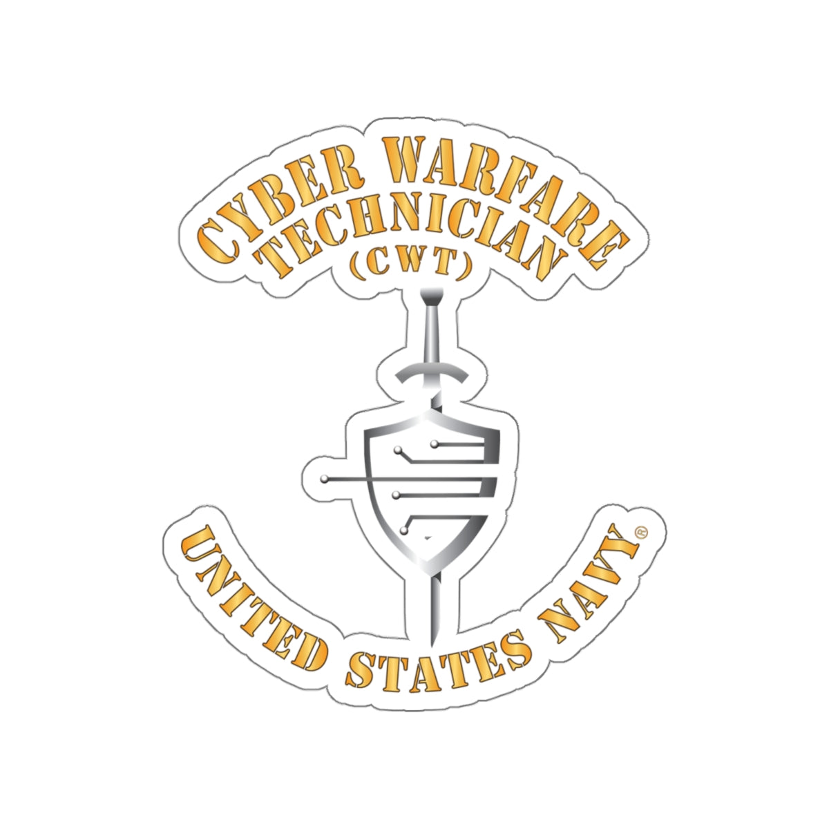 Die-Cut Vinyl Sticker - Navy - Rate - Cyber Warfare Technician (CWT)