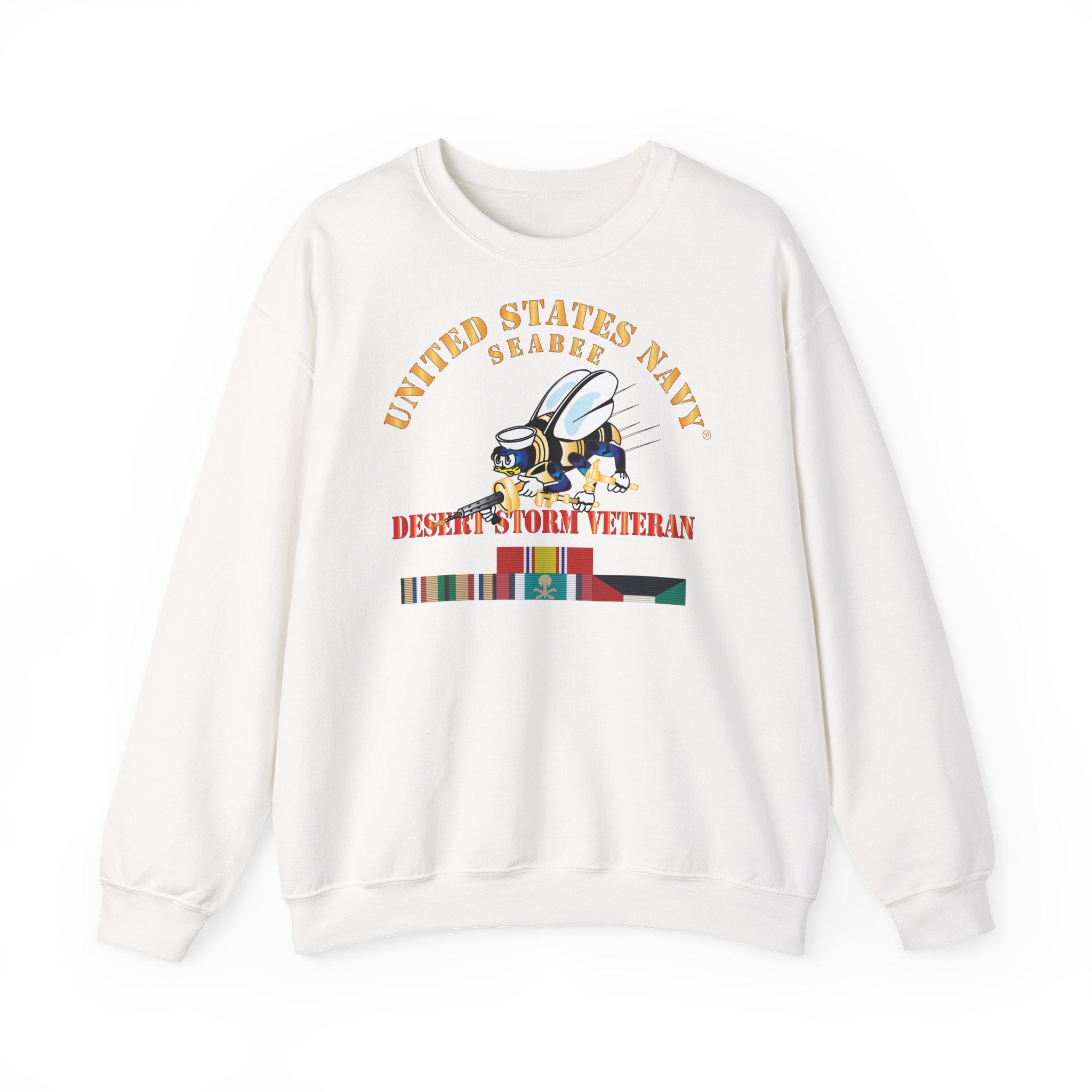 Unisex Heavy Blend™ Crewneck Sweatshirt - Navy - Seabee - Desert Storm Veteran