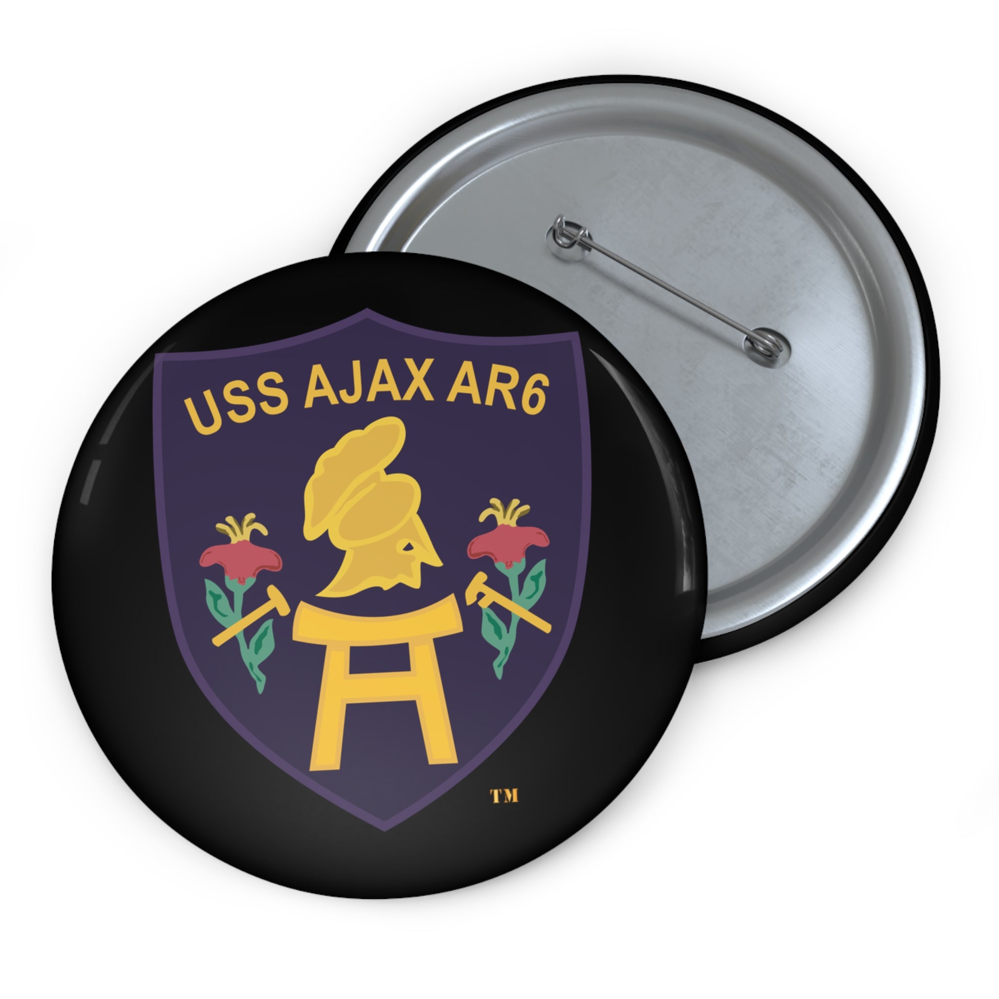 Custom Pin Button - Navy - USS Ajax (AR-6) wo txt