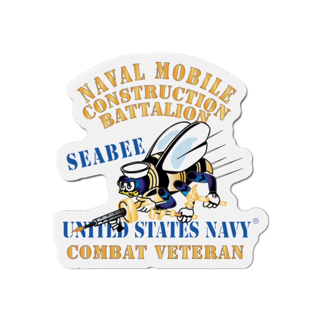 Die-Cut Magnet - Navy - Seabee - Combat Veteran