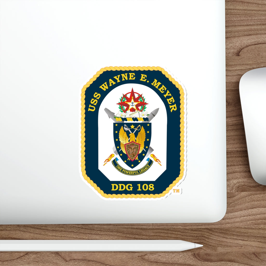 Die-Cut Vinyl Sticker - Navy - USS Wayne E. Meyer (DDG-108) wo txt X 300