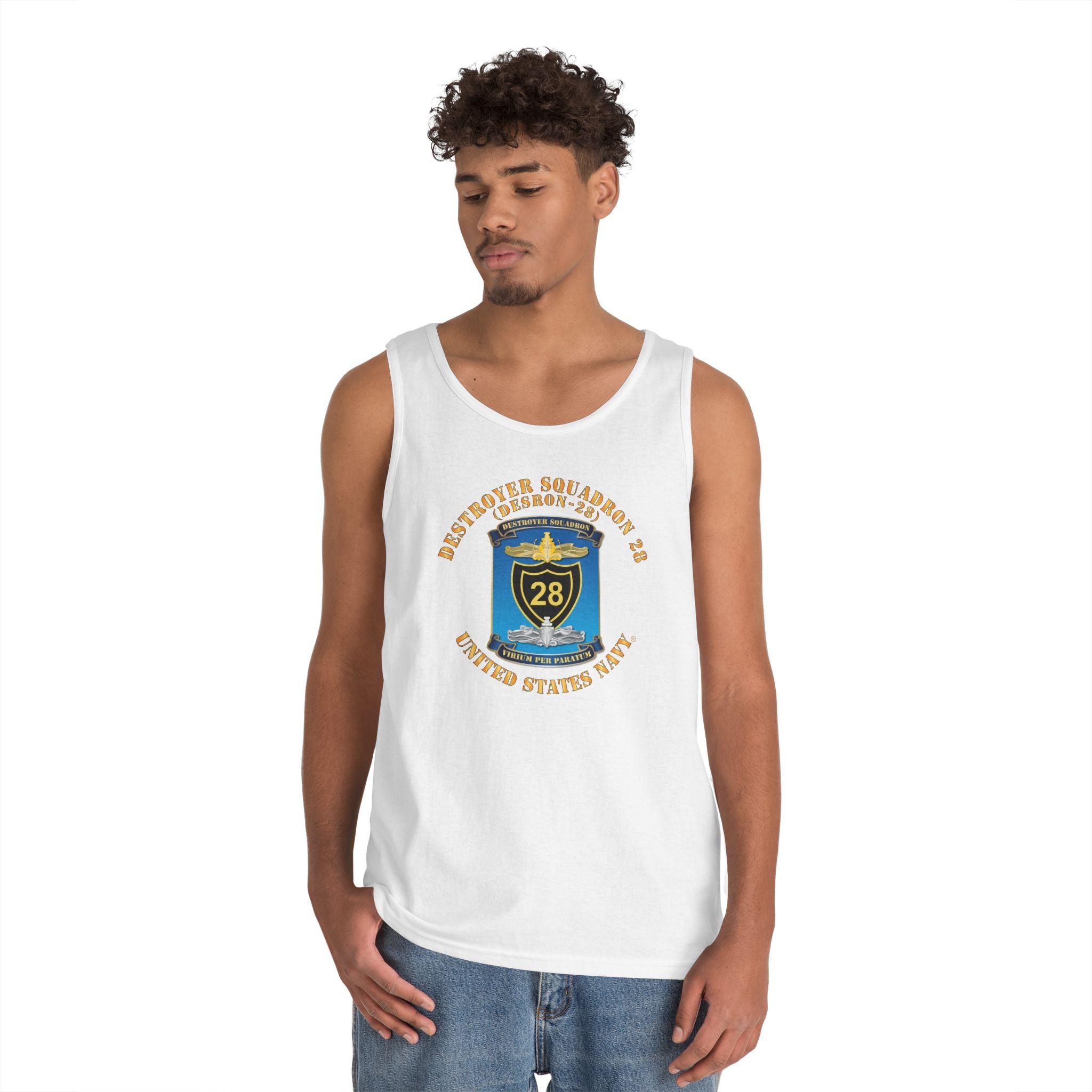 Unisex Heavy Cotton Tank Top - Navy - Destroyer Squadron 28 (DESRON-28)