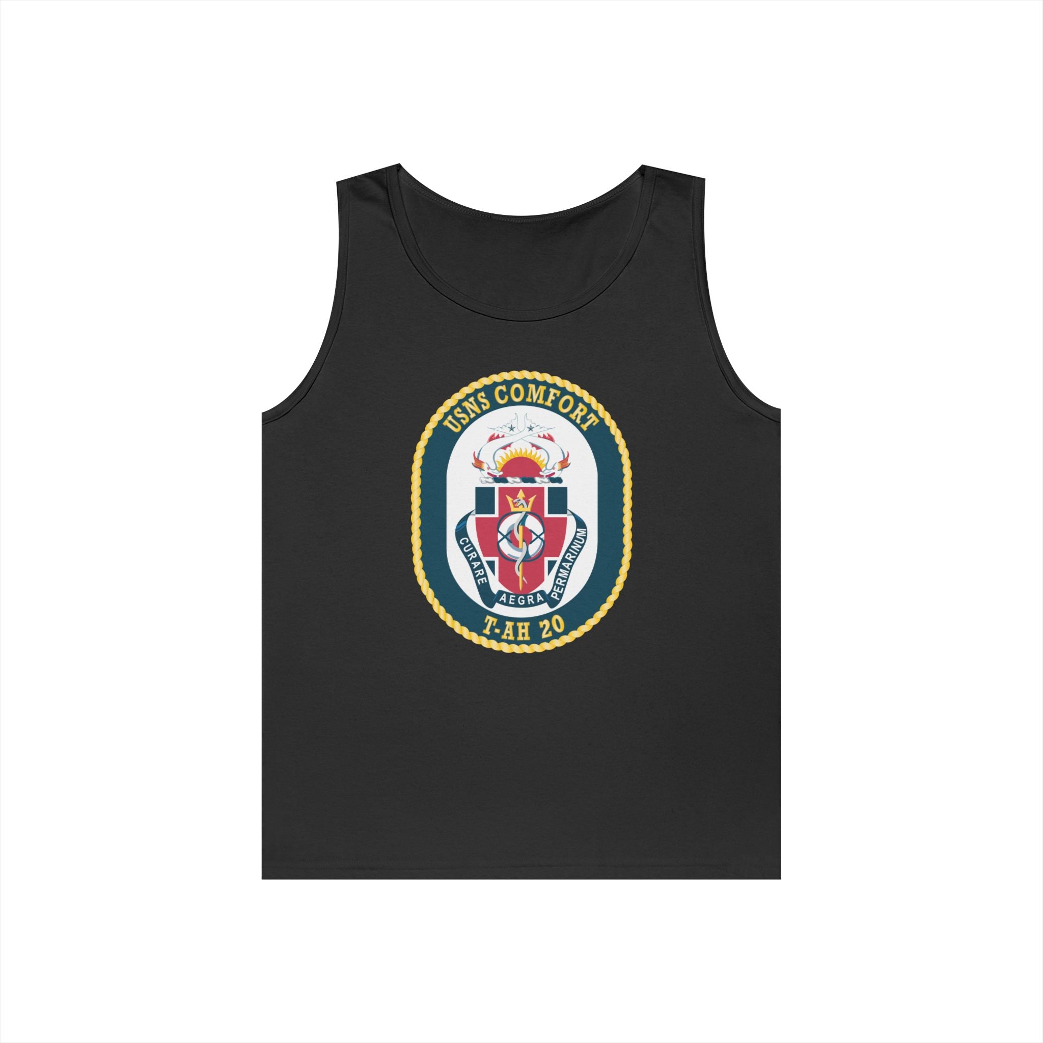 Unisex Heavy Cotton Tank Top - Navy - USNS Comfort (T-AH 20) wo txt