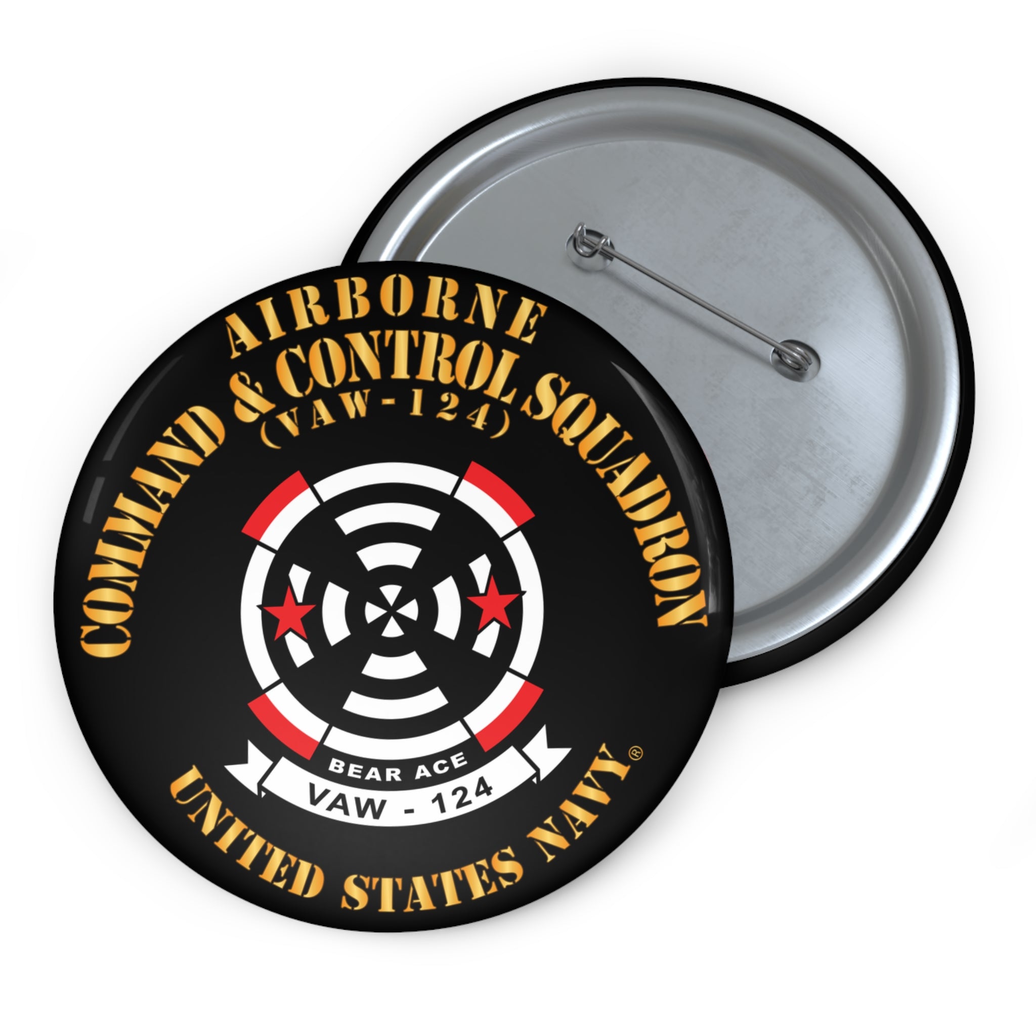 Custom Pin Button - Navy - Airborne Command & Control Squadron 124 (VAW-124)