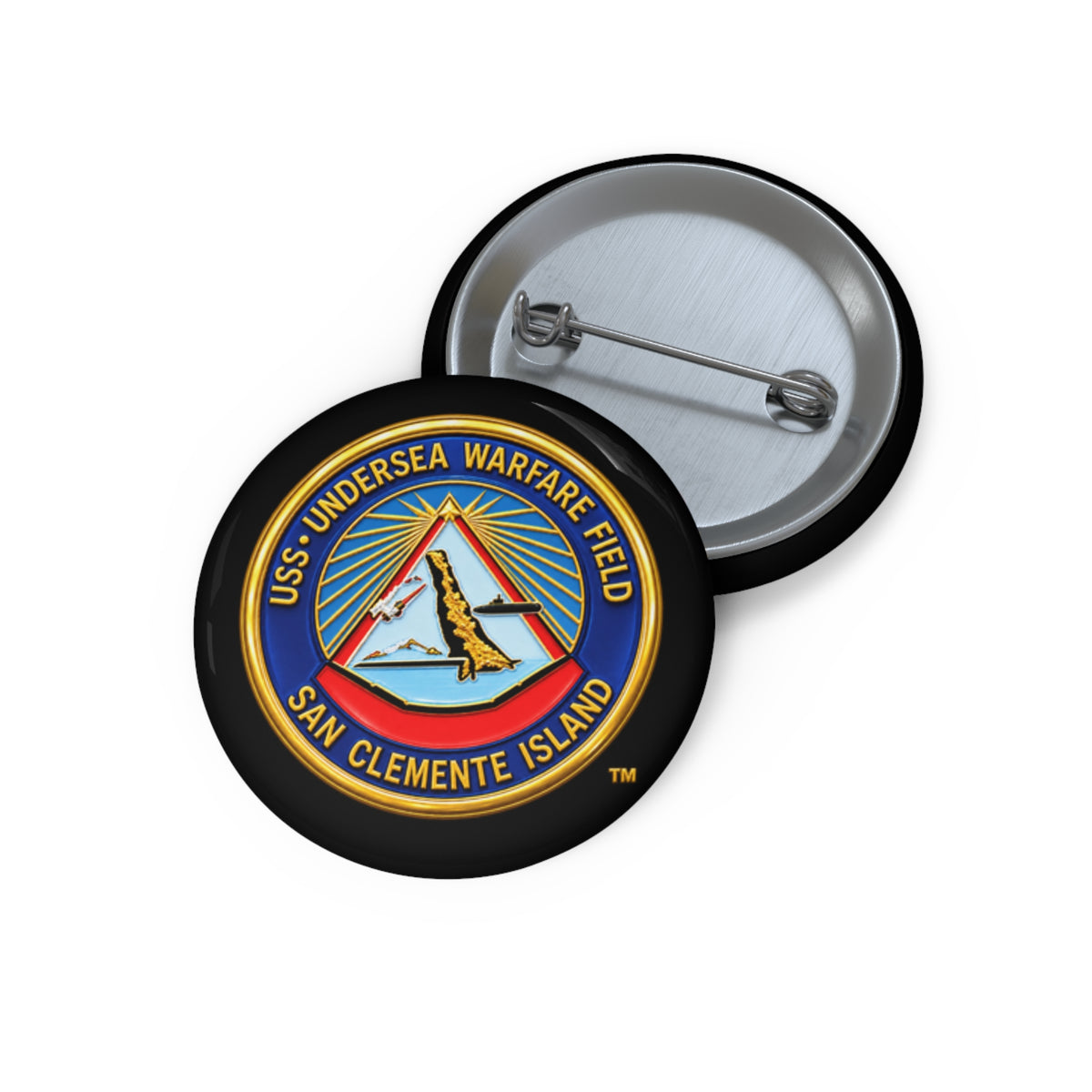 Pin Button - Navy - USS Undersea Warfare Field - San Clemente Island - Crest - 3D - Enhanced