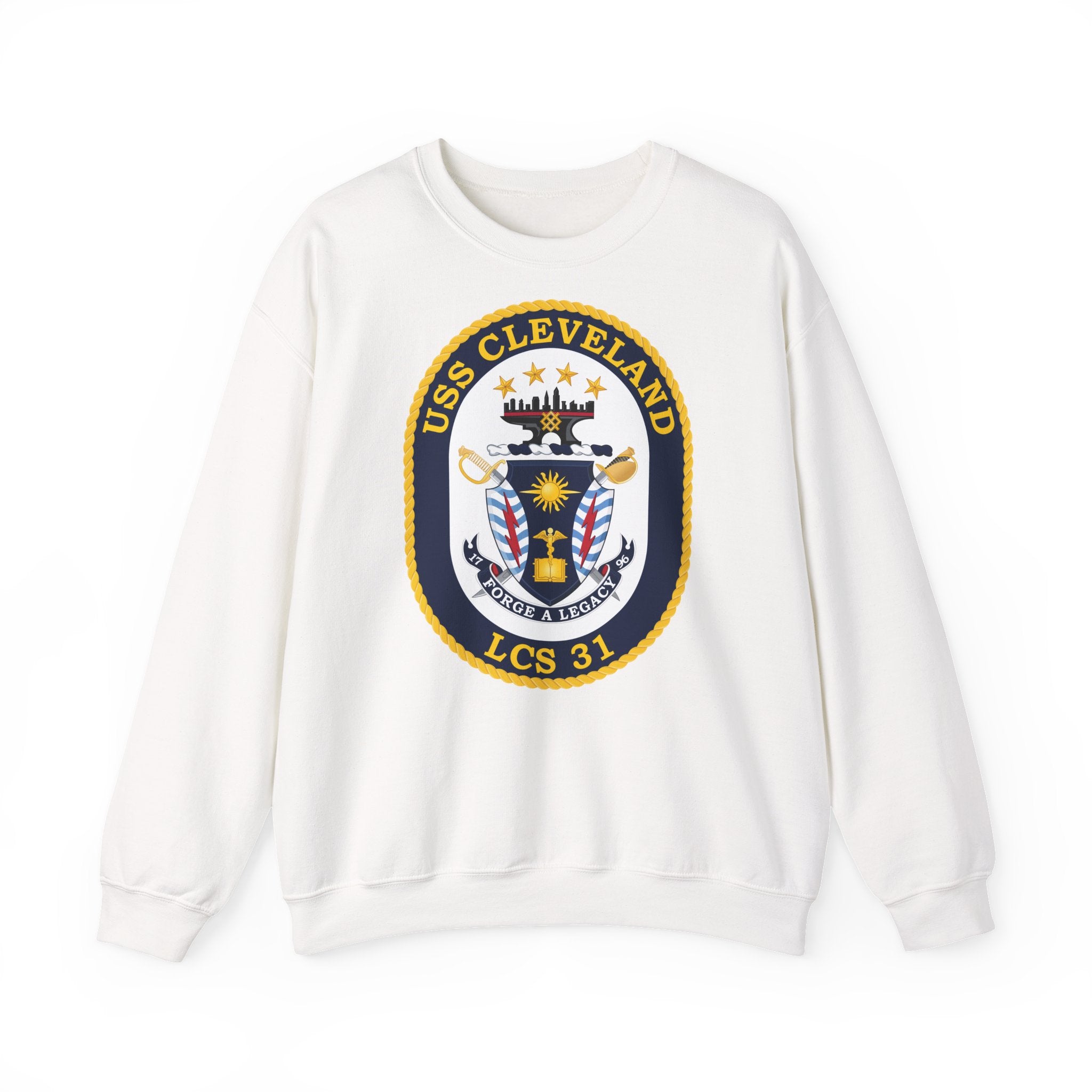 Unisex Heavy Blend™ Crewneck Sweatshirt - Navy - USS Cleveland (LCS-31) wo txt