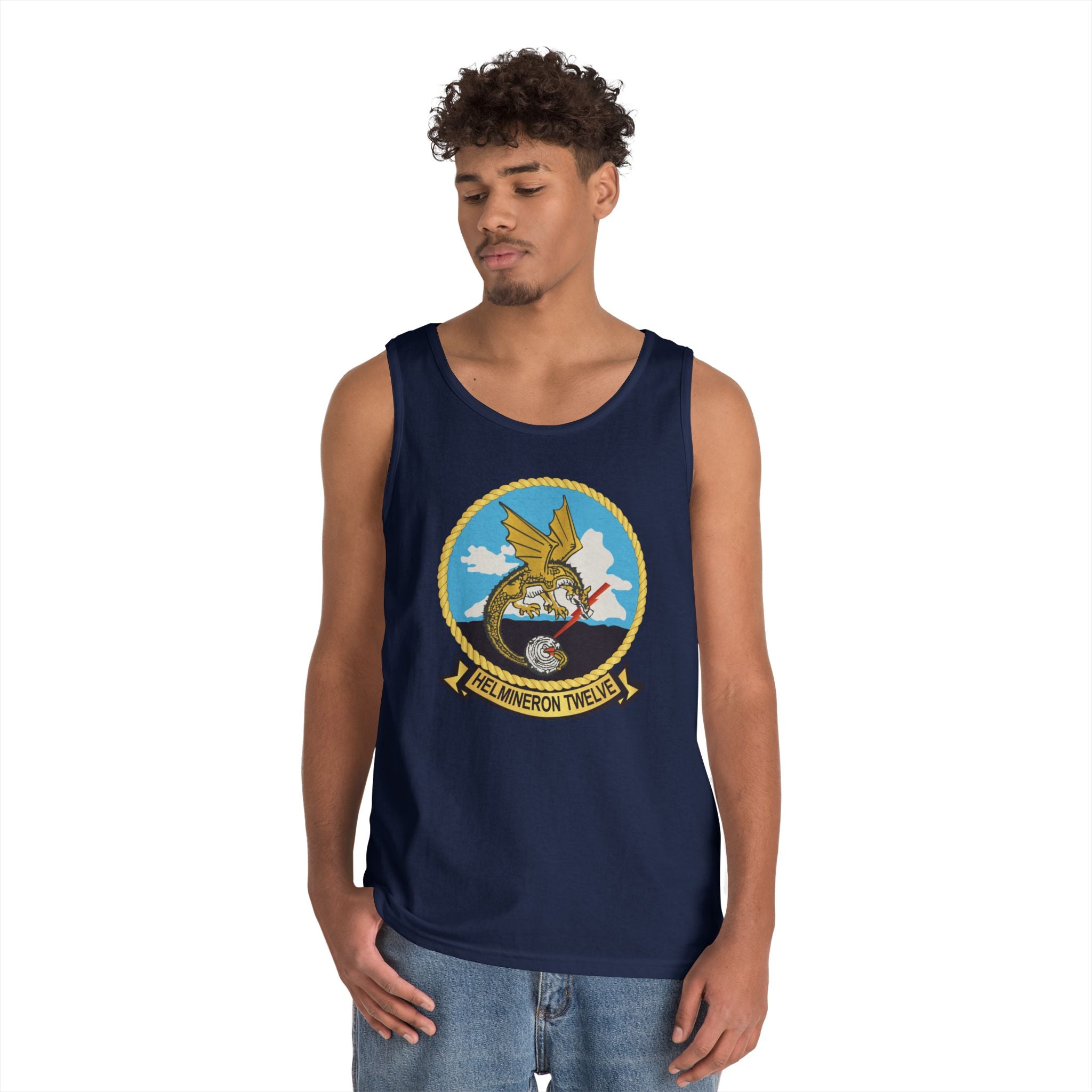 Unisex Heavy Cotton Tank Top - Navy - Helmineron Twelve (HM-12) wo Txt