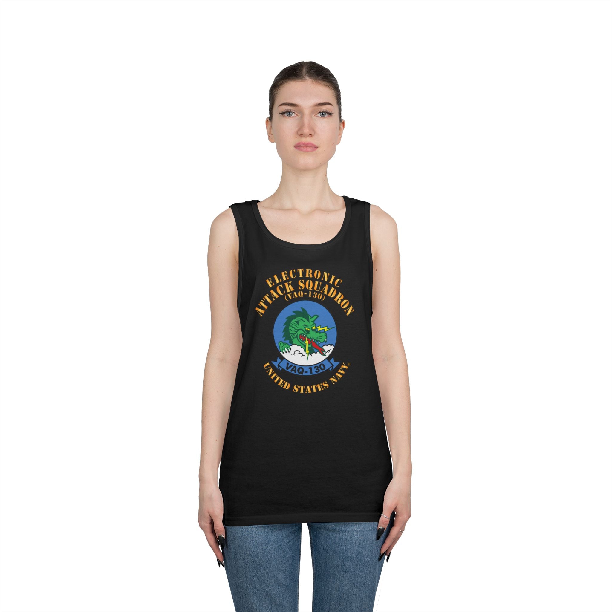 Unisex Heavy Cotton Tank Top - Navy - Electronic Attack Squadron 130 (VAQ-130)