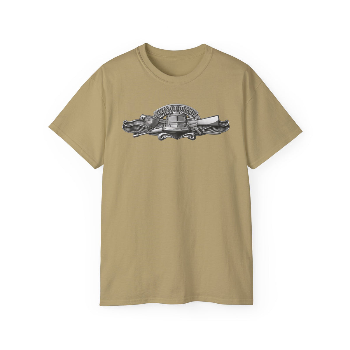 Unisex Ultra Cotton T-Shirt - Navy - Badge - Expeditionary Warfare (EXW) wo txt - Officer - 3D - Enhanced