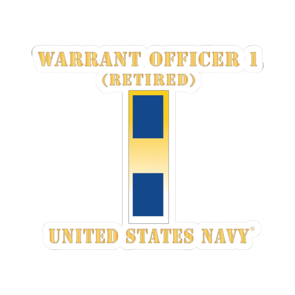 Kiss-Cut Stickers - Navy - Warrant Officer 1 - Retired