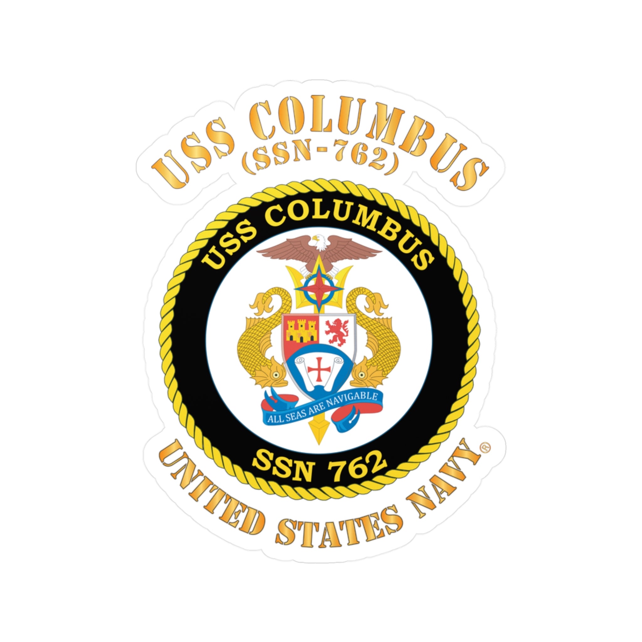 Kiss-Cut Vinyl Decal - Navy - USS Columbus (SSN-762)