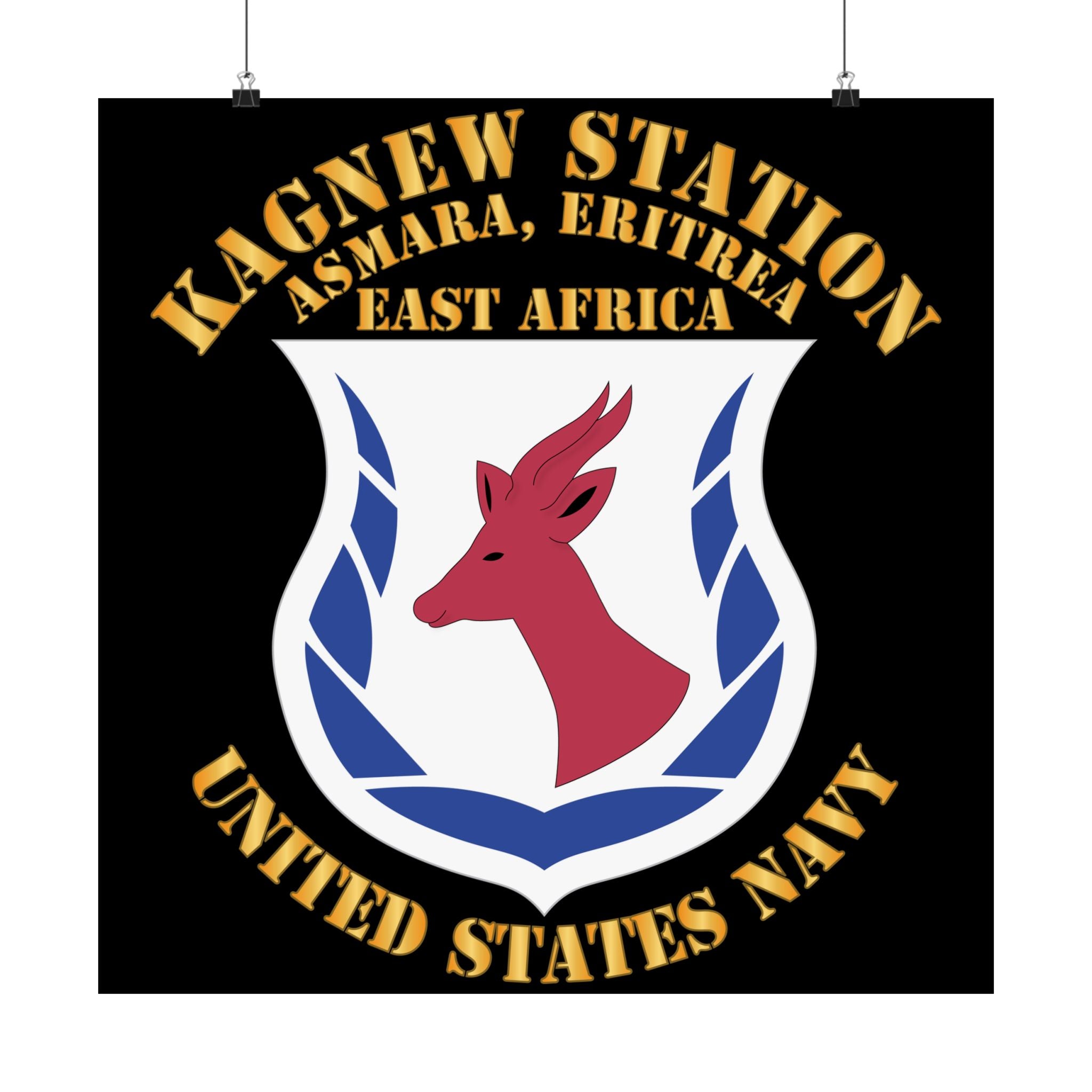 Kagnew Station Asmara Eritrea Navy Emblem Poster — Matte Vertical Wall Art