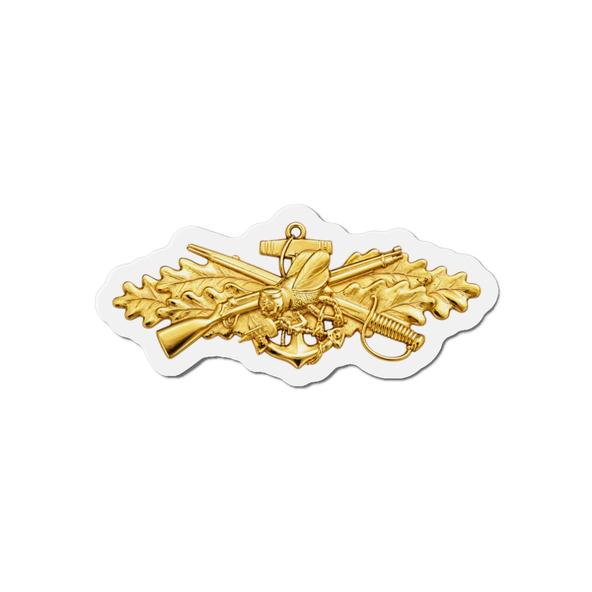 Die-Cut Magnet - Navy - Badge - Seabee combat warfare specialist wo txt - Officer - 3D - Enhanced