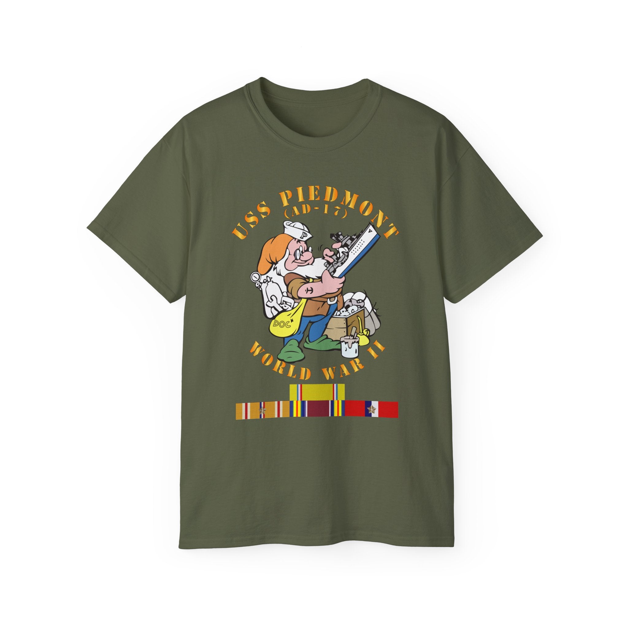 Unisex Ultra Cotton T-Shirt - Navy - USS Piedmont (AD-17) w PAC SVC WWII