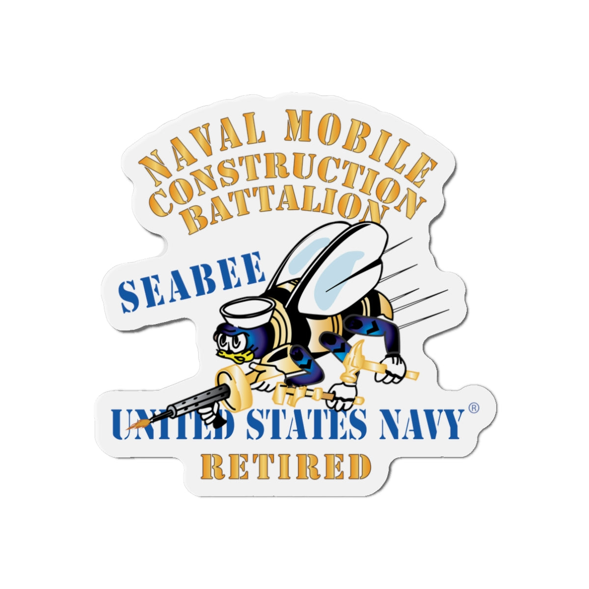 Die-Cut Magnet - Navy - Seabee - Retired