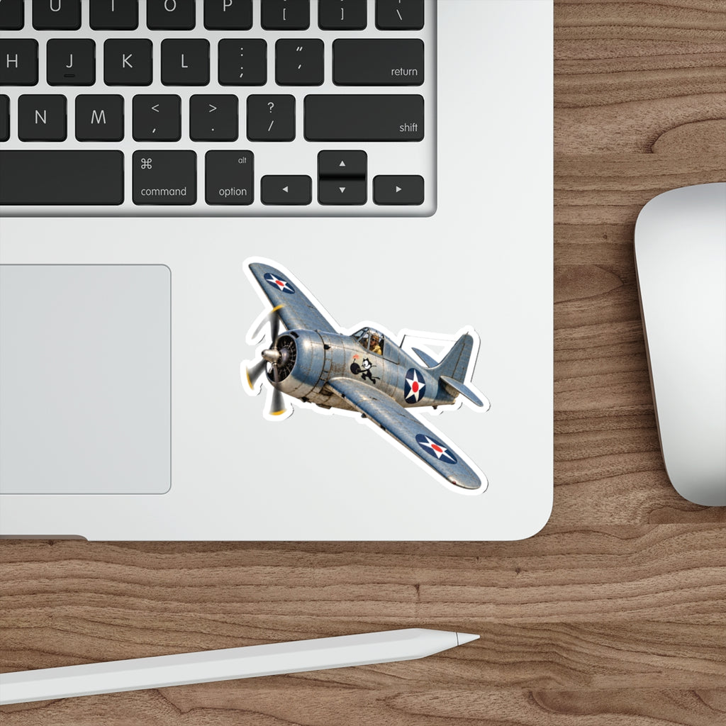 Die-Cut Vinyl Sticker - NAVY - VF - 3 - Wildcat w FELIX WWI Insignia - 3D - Enhanced