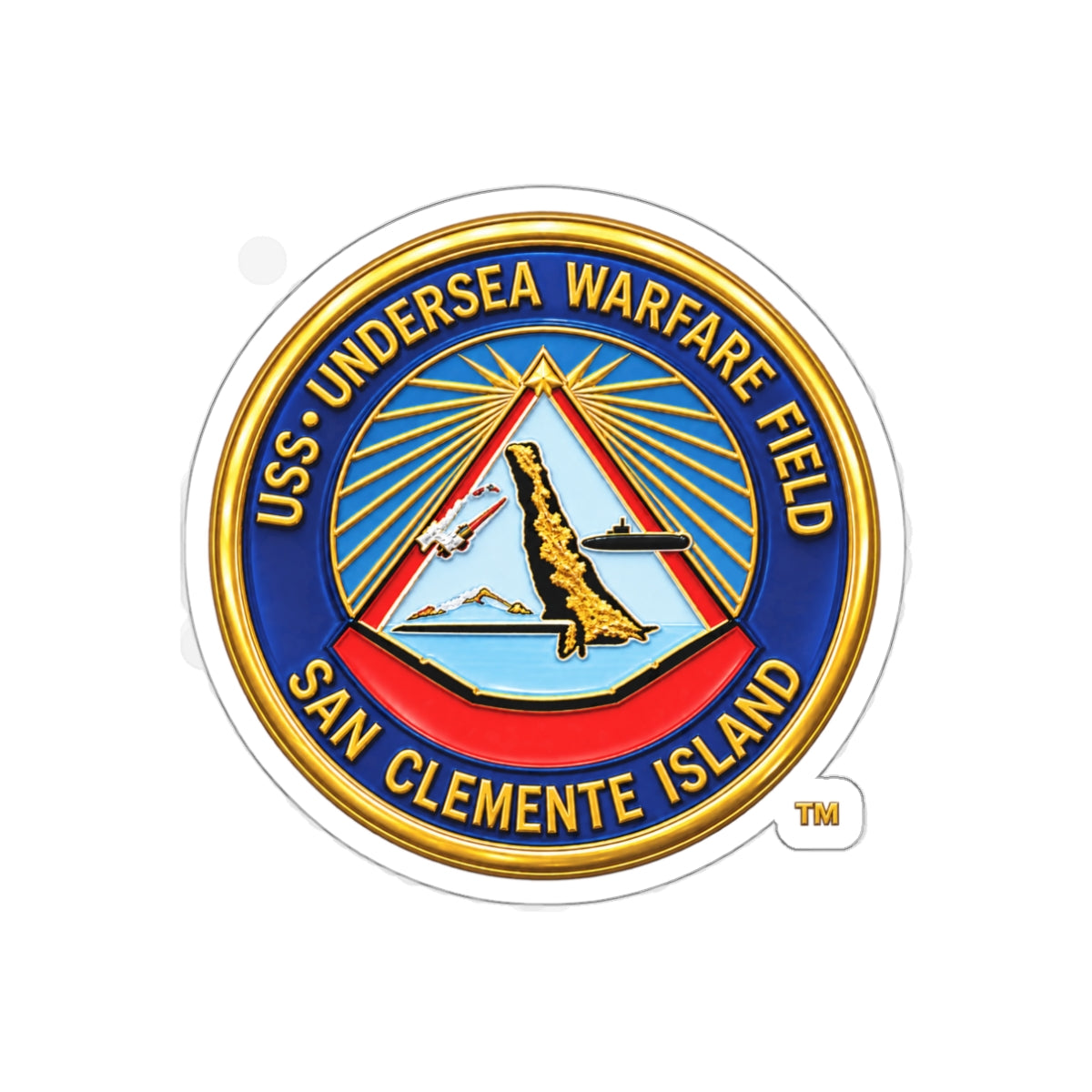 Die-Cut Vinyl Sticker - Navy - USS Undersea Warfare Field - San Clemente Island - Crest - 3D - Enhanced