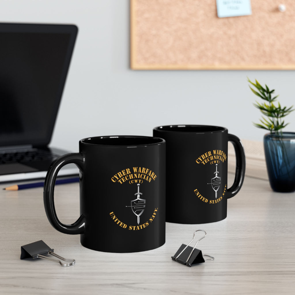 Black Mug (11oz, 15oz) - Navy - Rate - Cyber Warfare Technician (CWT)