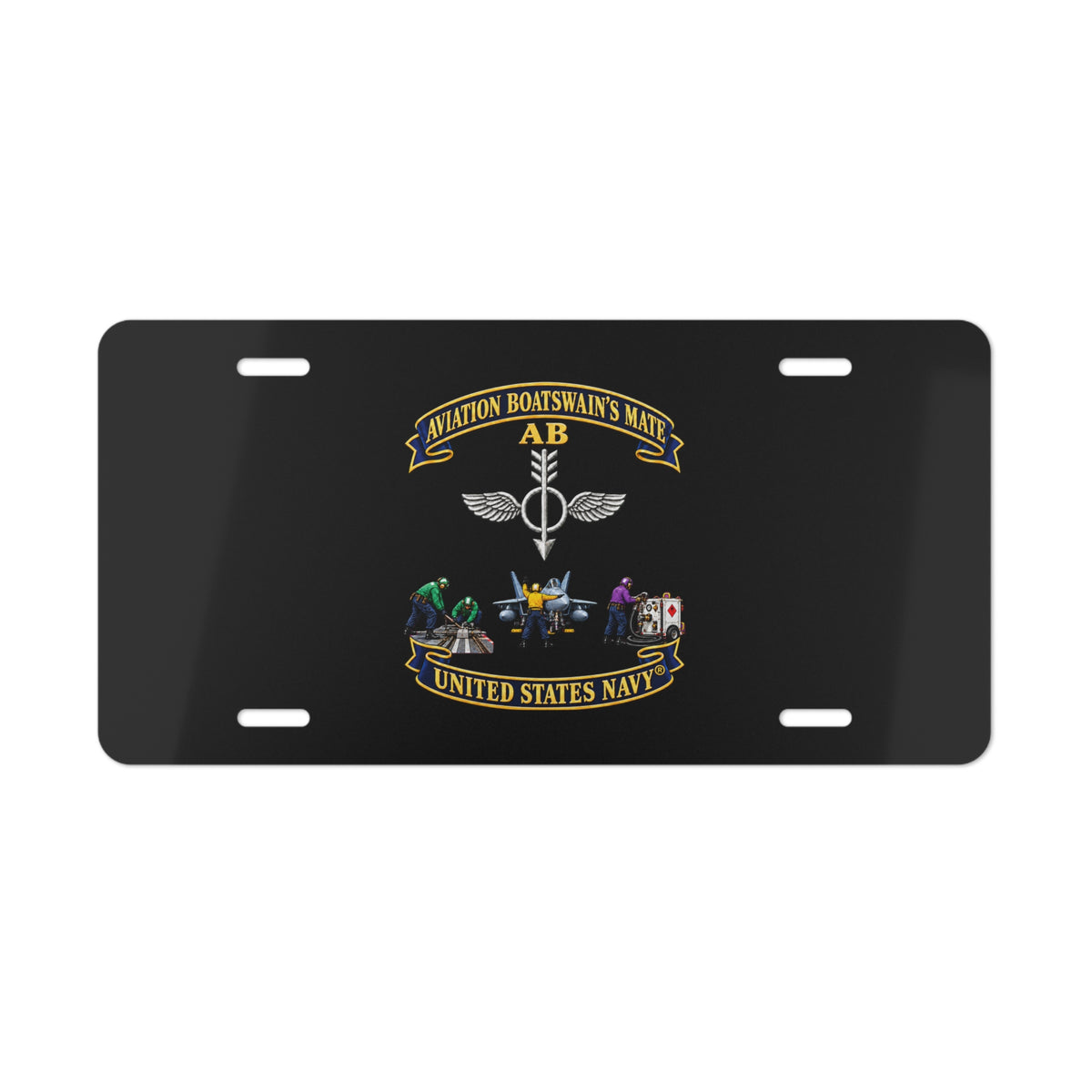 Vanity License Plate - Navy - Aviation Boatswains Mate Br with 3 Scene - 3D - Enhanced