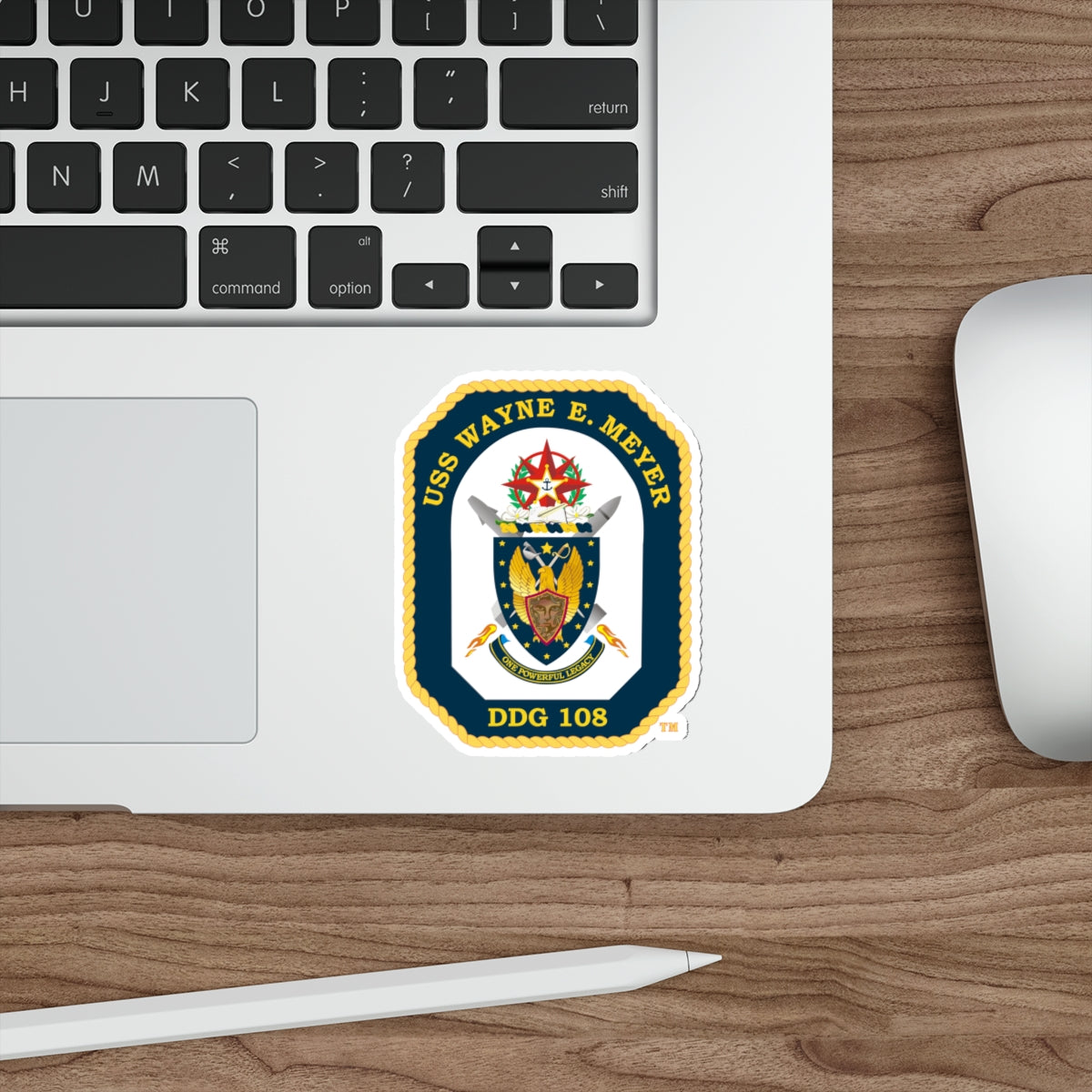 Die-Cut Vinyl Sticker - Navy - USS Wayne E. Meyer (DDG-108) wo txt X 300