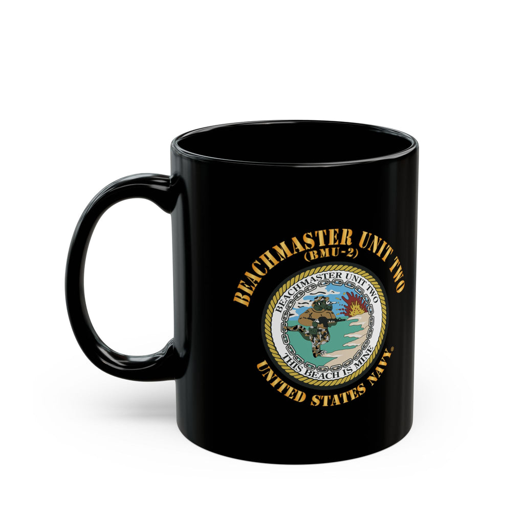 Black Mug (11oz, 15oz) - Navy - Beachmaster Unit Two (BMU-2) X 300