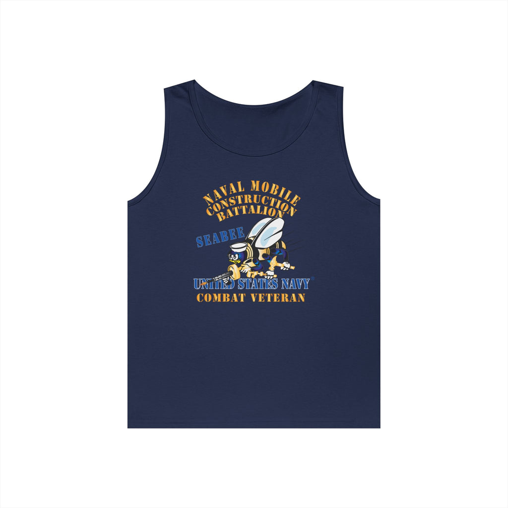 Unisex Heavy Cotton Tank Top - Navy - Seabee - Combat Veteran