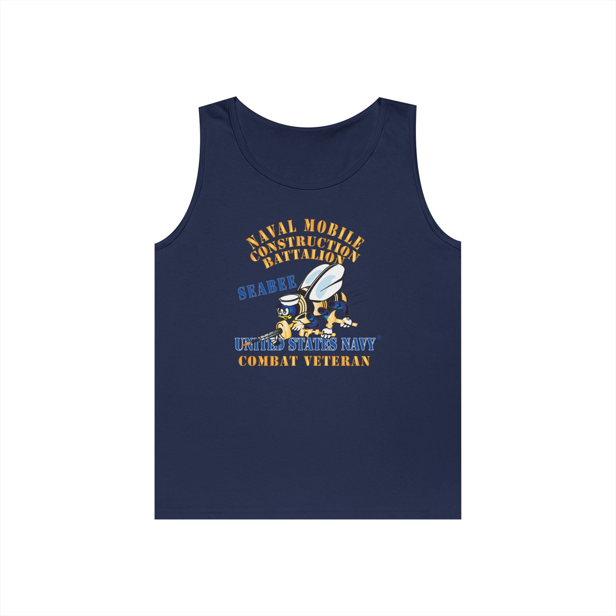 Unisex Heavy Cotton Tank Top - Navy - Seabee - Combat Veteran