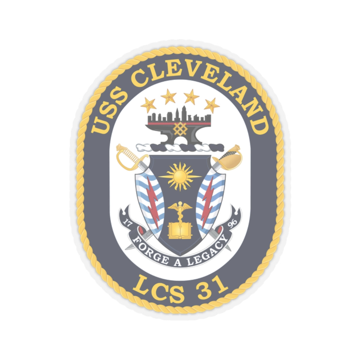 Kiss-Cut Stickers - Navy - USS Cleveland (LCS-31) wo txt