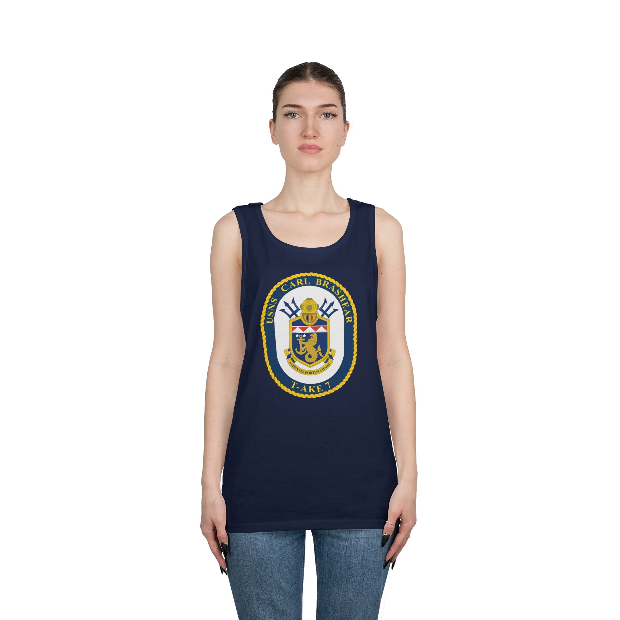 Unisex Heavy Cotton Tank Top - Navy - USNS Carl Brashear (T-AKE 7) wo txt