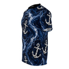 Navy Anchor Hydrorip All-Over Print Tee — Navy Wave Military Shirt