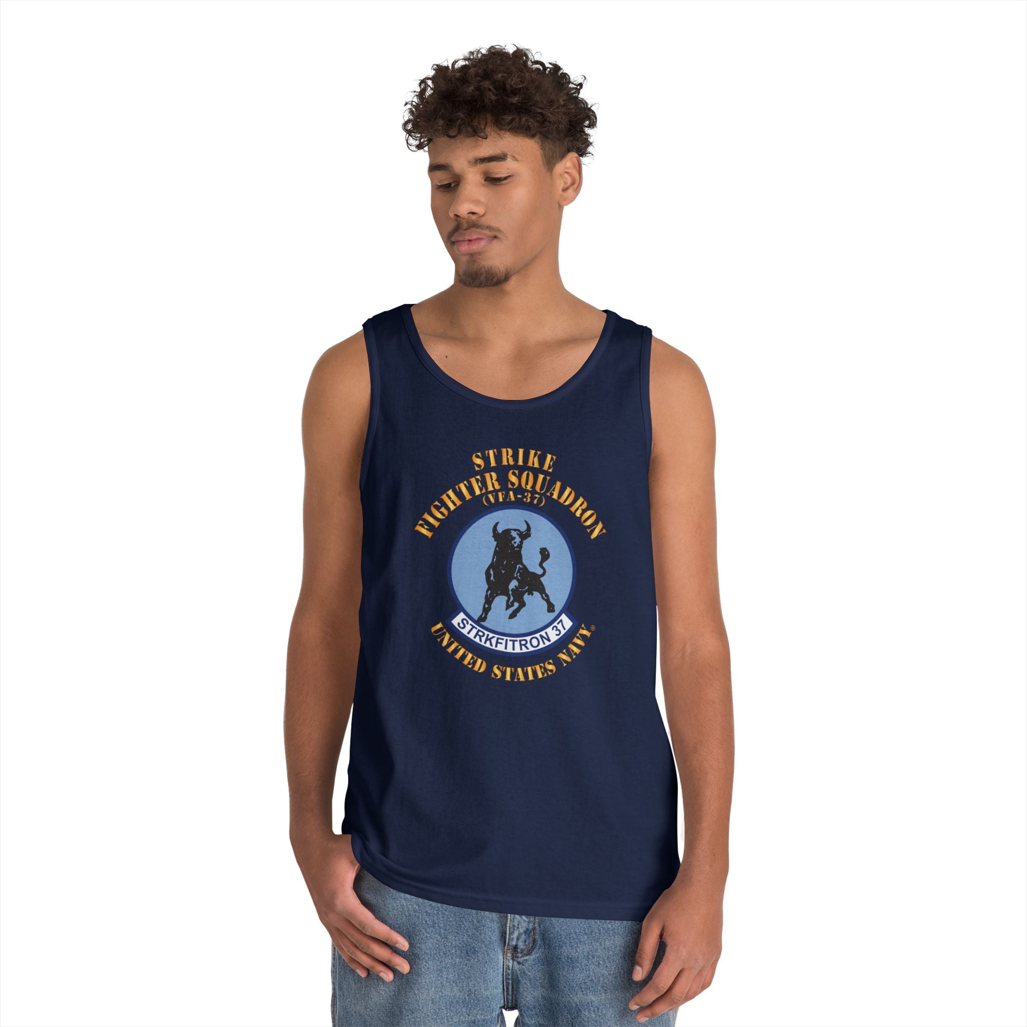 Unisex Heavy Cotton Tank Top - Navy - Strike Fighter Squadron 37 (VFA-37)