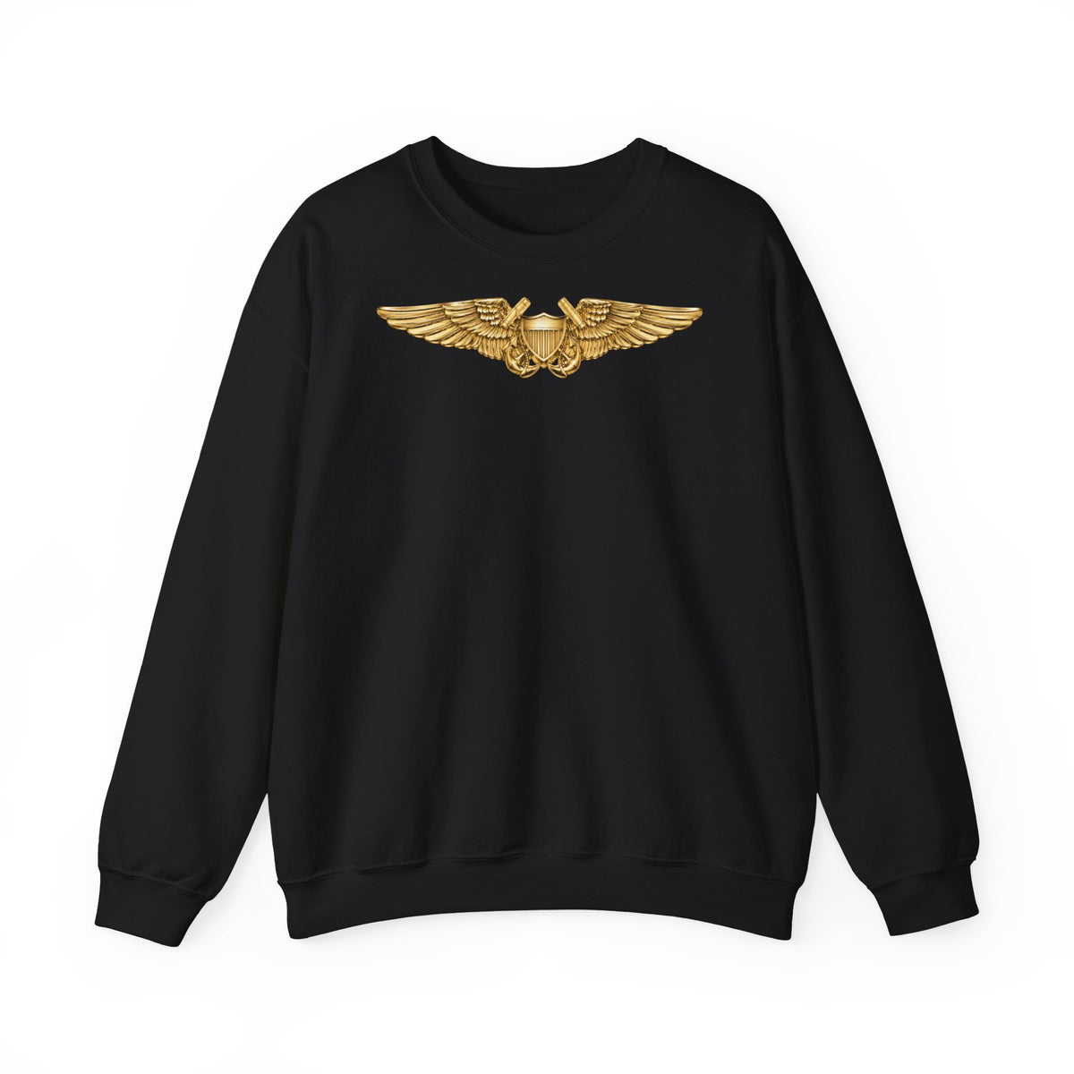 Unisex Heavy Blend™ Crewneck Sweatshirt - Navy - Badge - Naval Flight Officer Wings wo txt - 3D - Enhanced