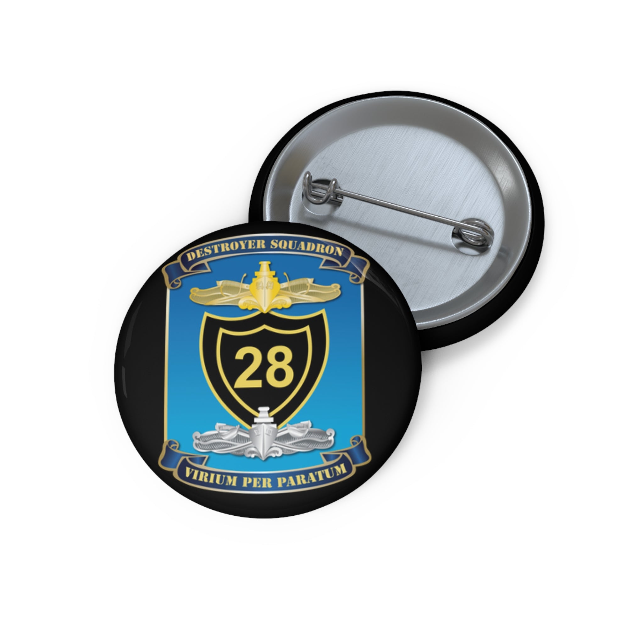 Custom Pin Button - Navy - Destroyer Squadron 28 (DESRON-28) wo Txt