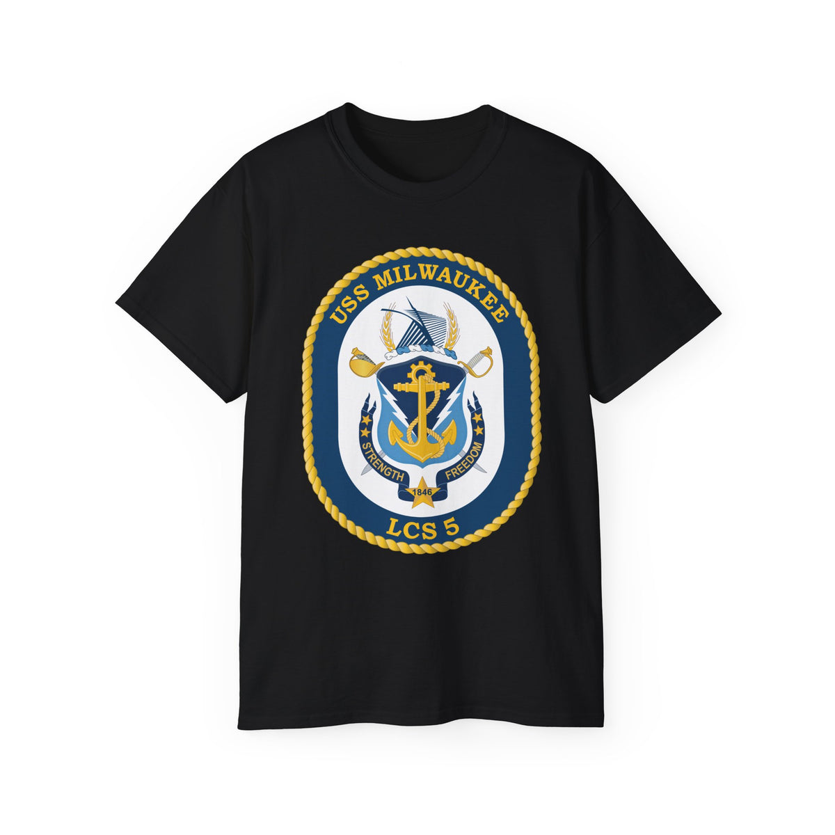 Unisex Ultra Cotton T-Shirt - Navy - USS Milwaukee (LCS-5) wo Txt X 300