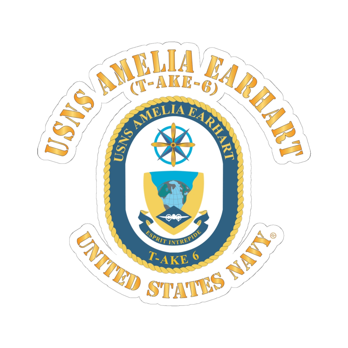 Kiss-Cut Stickers - Navy - USNS Amelia Earhart (T-AKE 6)
