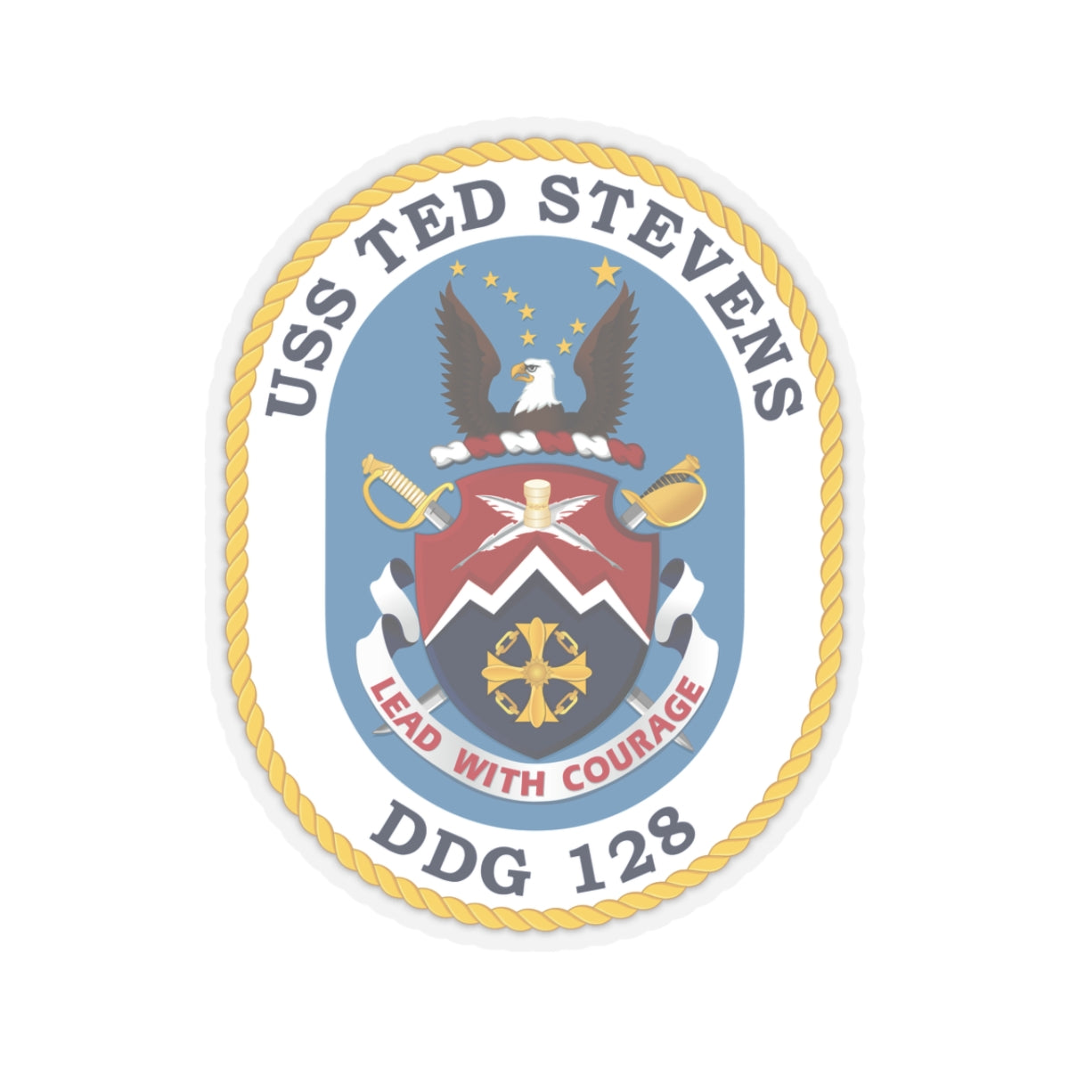 Kiss-Cut Stickers - Navy - USS Ted Stevens (DDG-128) wo txt