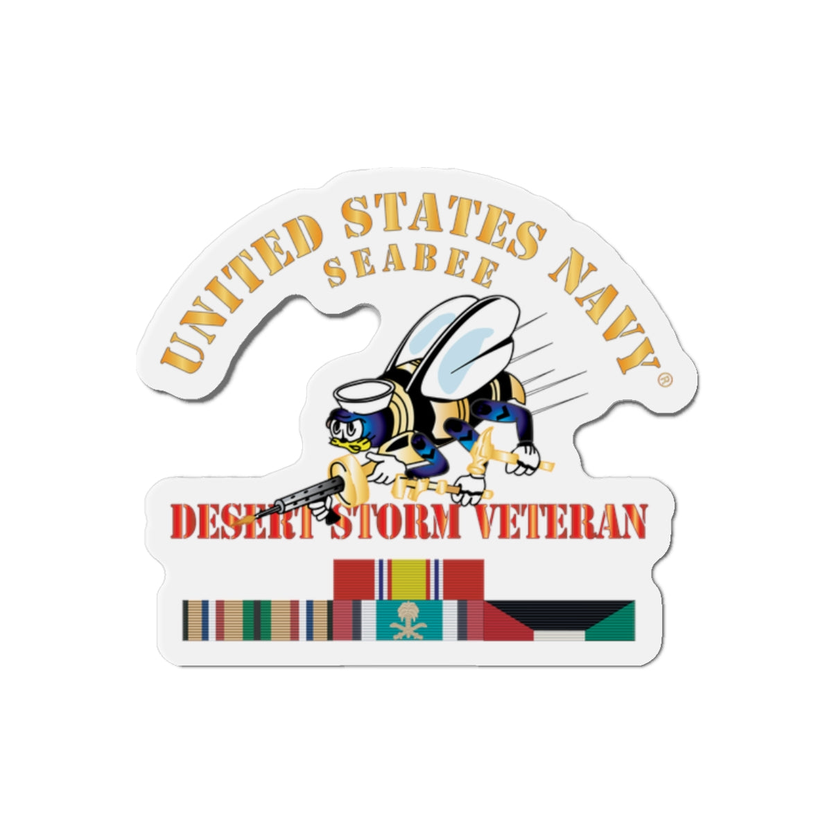Die-Cut Magnet - Navy - Seabee - Desert Storm Veteran