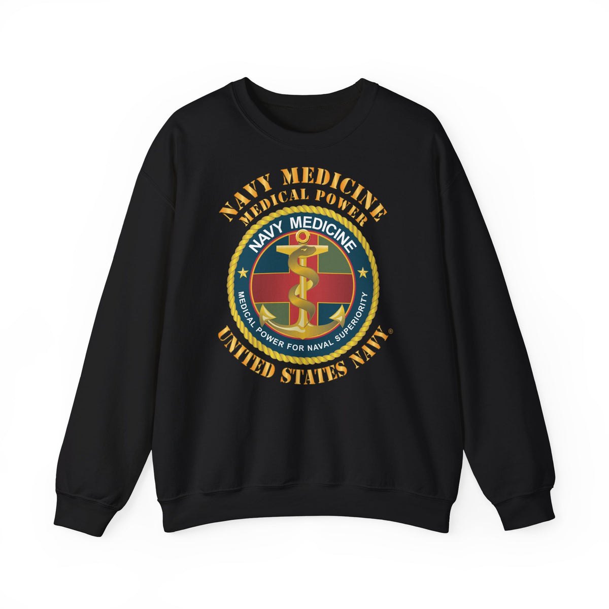 Unisex Heavy Blend™ Crewneck Sweatshirt -  Navy Medicine - Medical Power for Naval Superiority X 300