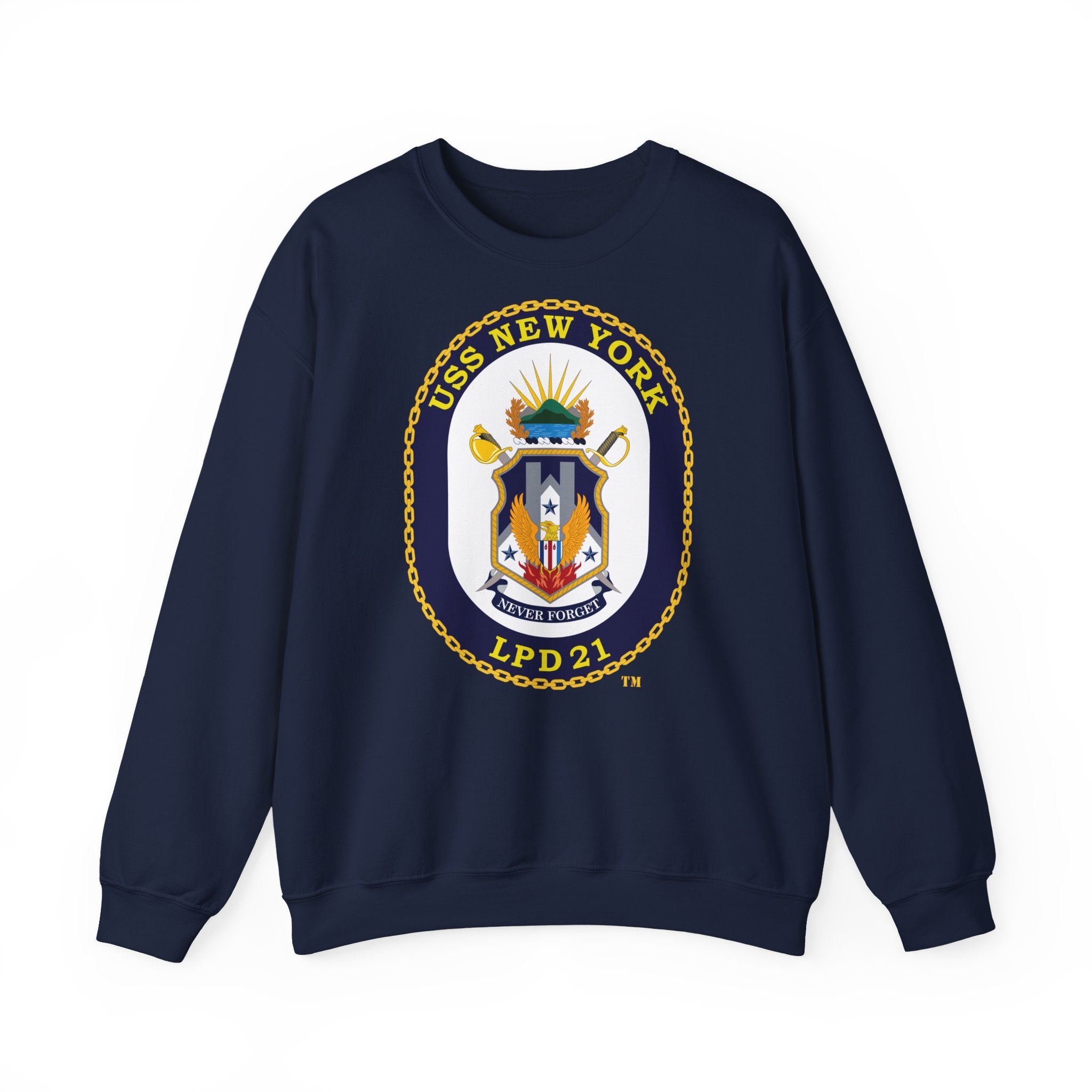 Unisex Heavy Blend™ Crewneck Sweatshirt - Navy - USS New York (LPD-21) wo txt