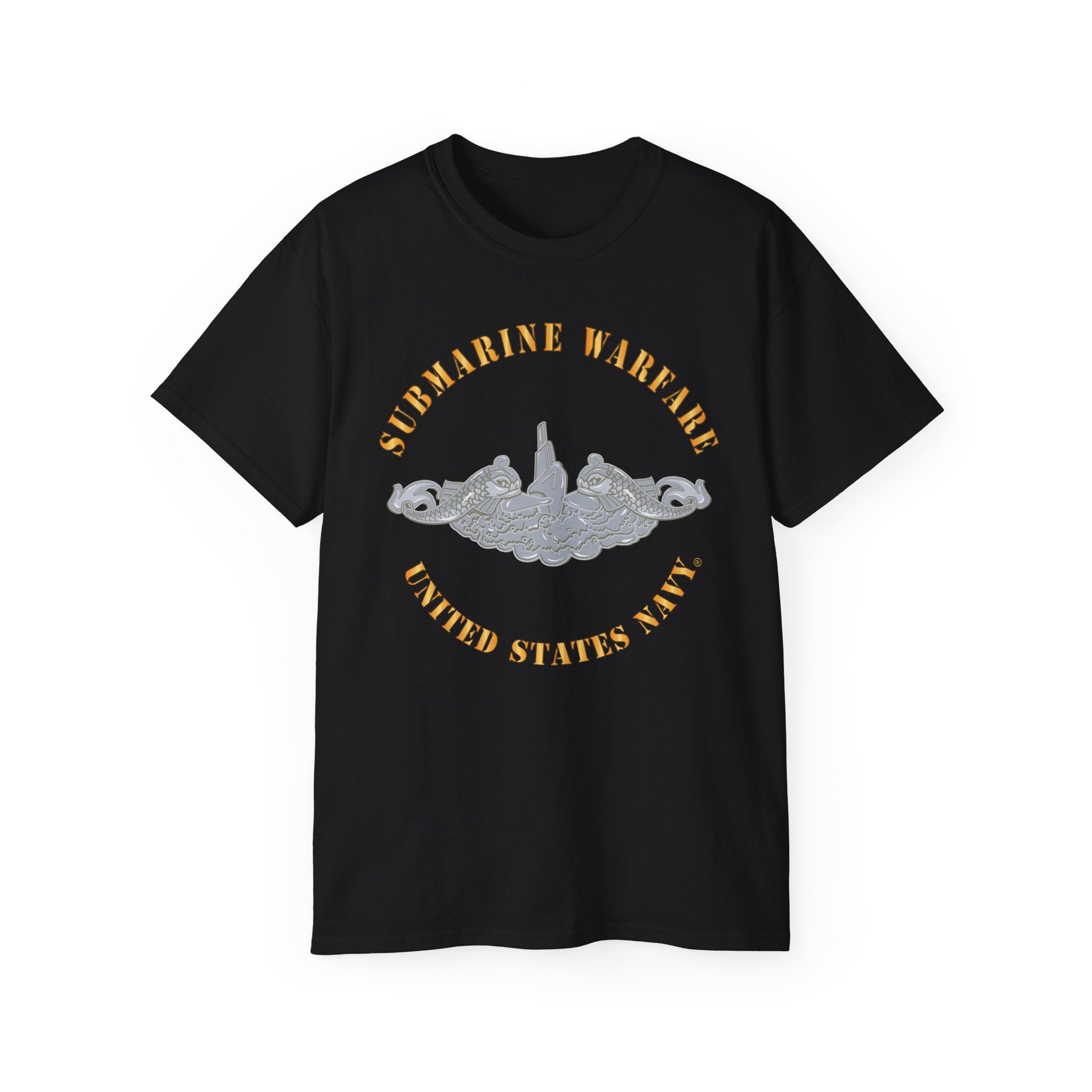 Unisex Ultra Cotton T-Shirt - Navy - Submarine Badge - Silver
