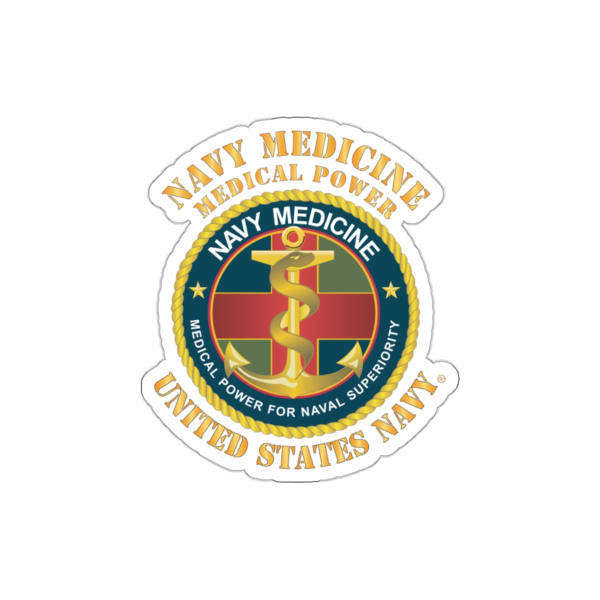 Die-Cut Vinyl Sticker - Navy Medicine - Medical Power for Naval Superiority X 300