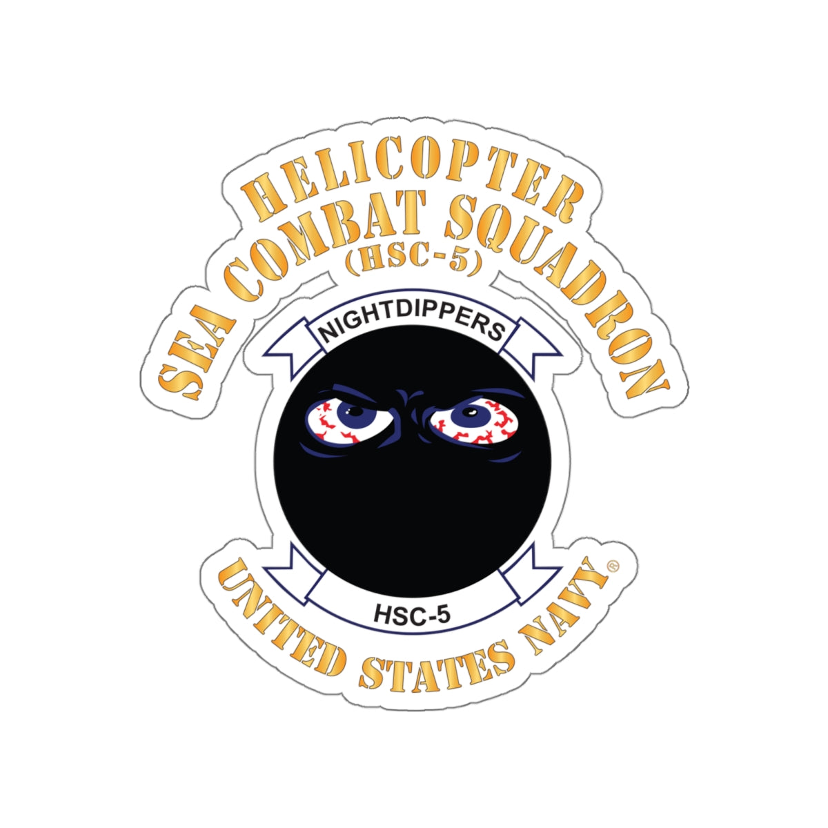 Die-Cut Vinyl Sticker - Navy - Helicopter Sea Combat Squadron 5 (HSC-5)