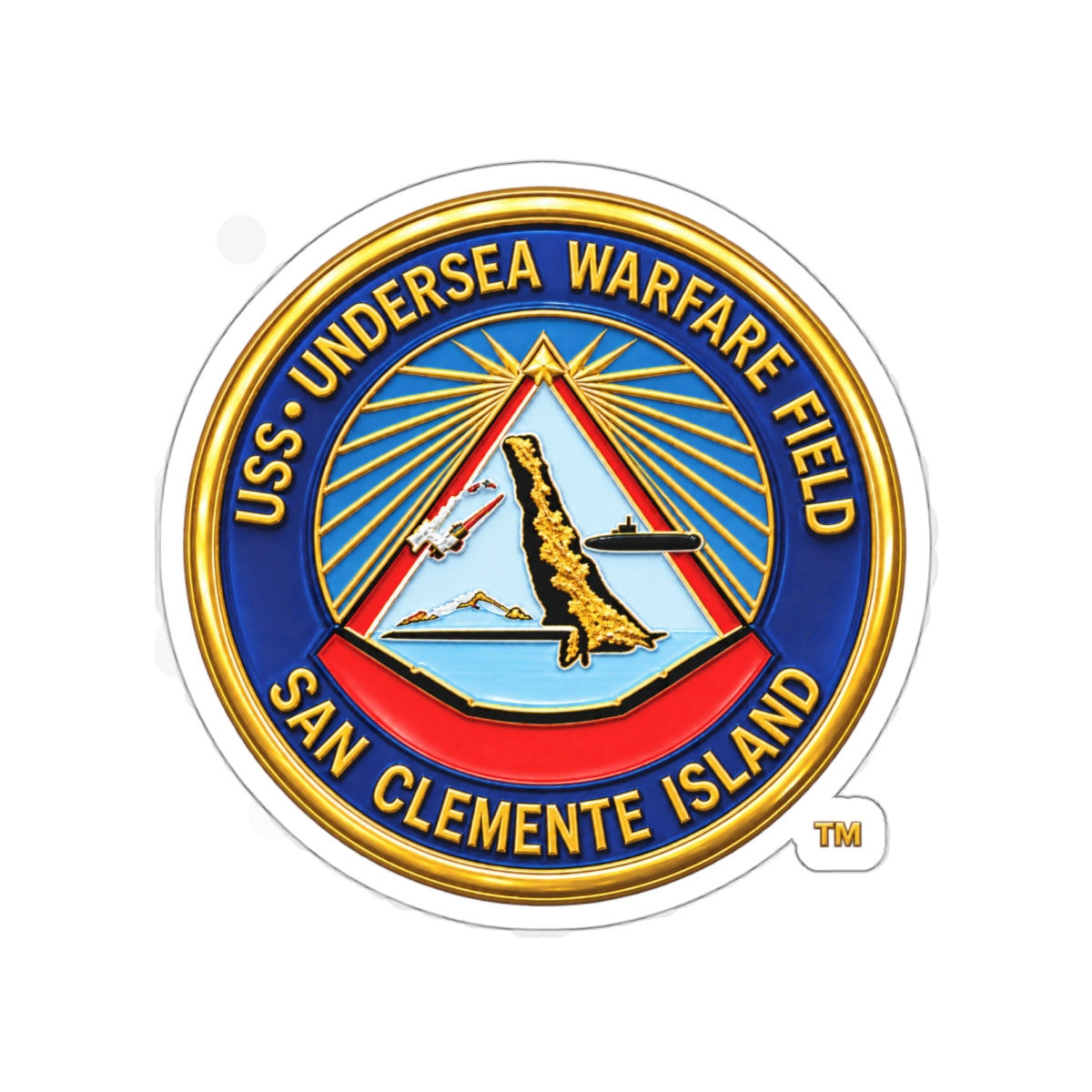 Die-Cut Vinyl Sticker - Navy - USS Undersea Warfare Field - San Clemente Island - Crest - 3D - Enhanced
