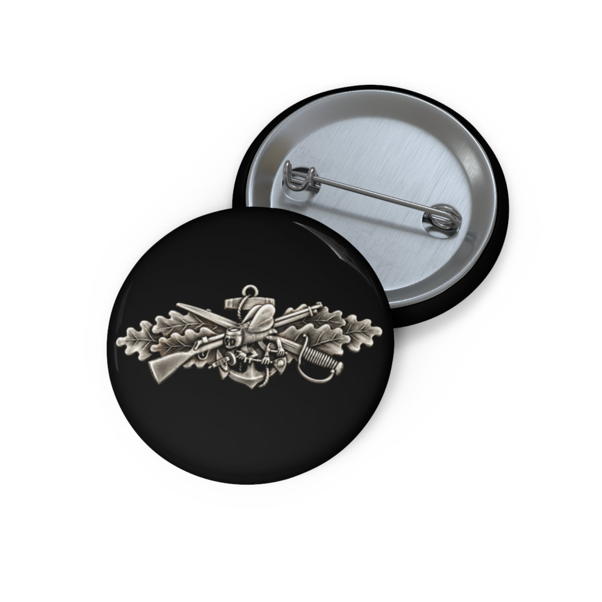 Pin Button - Navy - Badge - Seabee combat warfare specialist wo txt - Enlisted - 3D - Enhanced