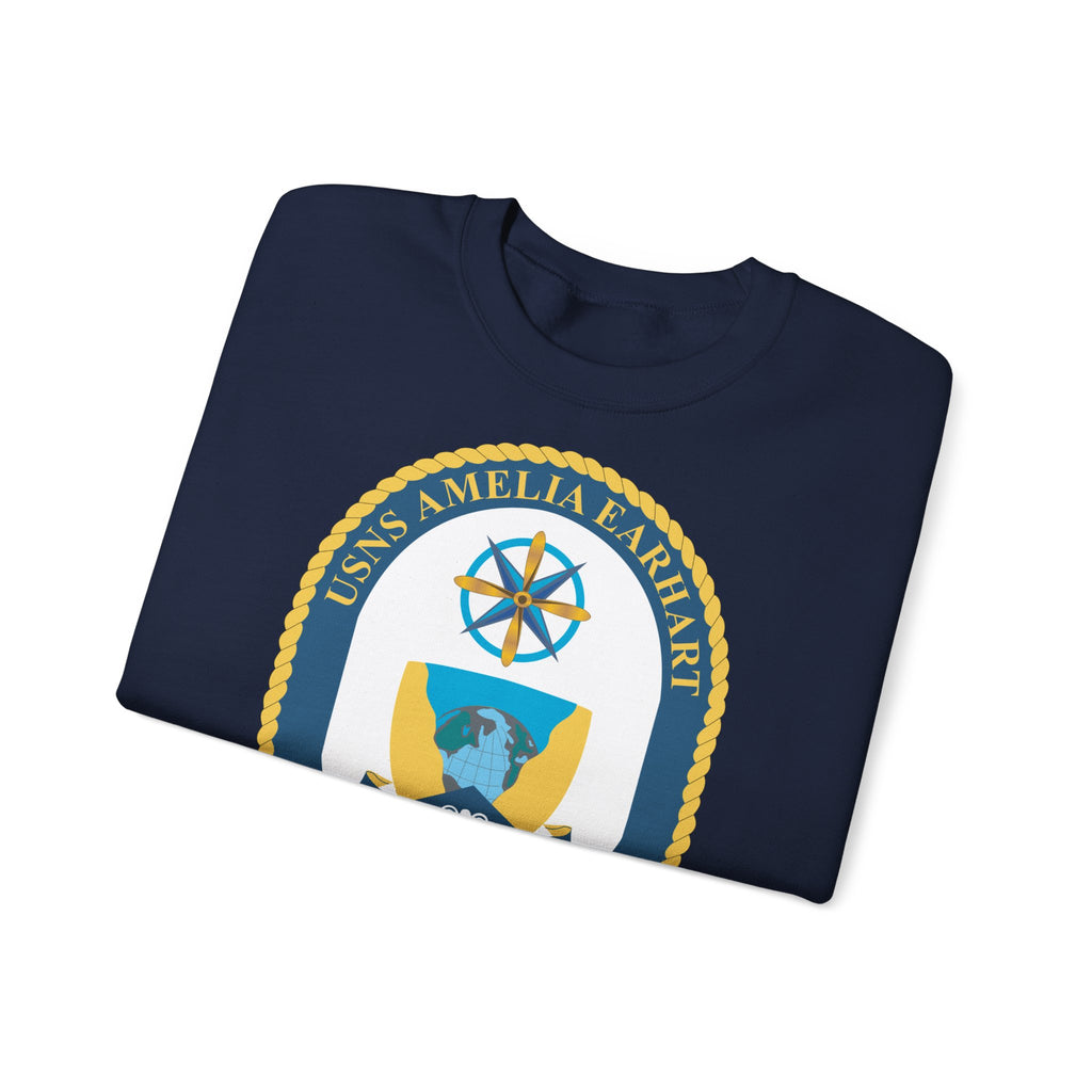 Unisex Heavy Blend™ Crewneck Sweatshirt - Navy - USNS Amelia Earhart (T-AKE 6) wo txt