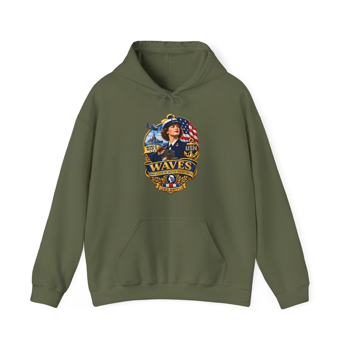 Unisex Heavy Blend™ Hoodies - WAVES - Women Accepted for Volunteer Emergency Service WWII - 3D - Enhanced