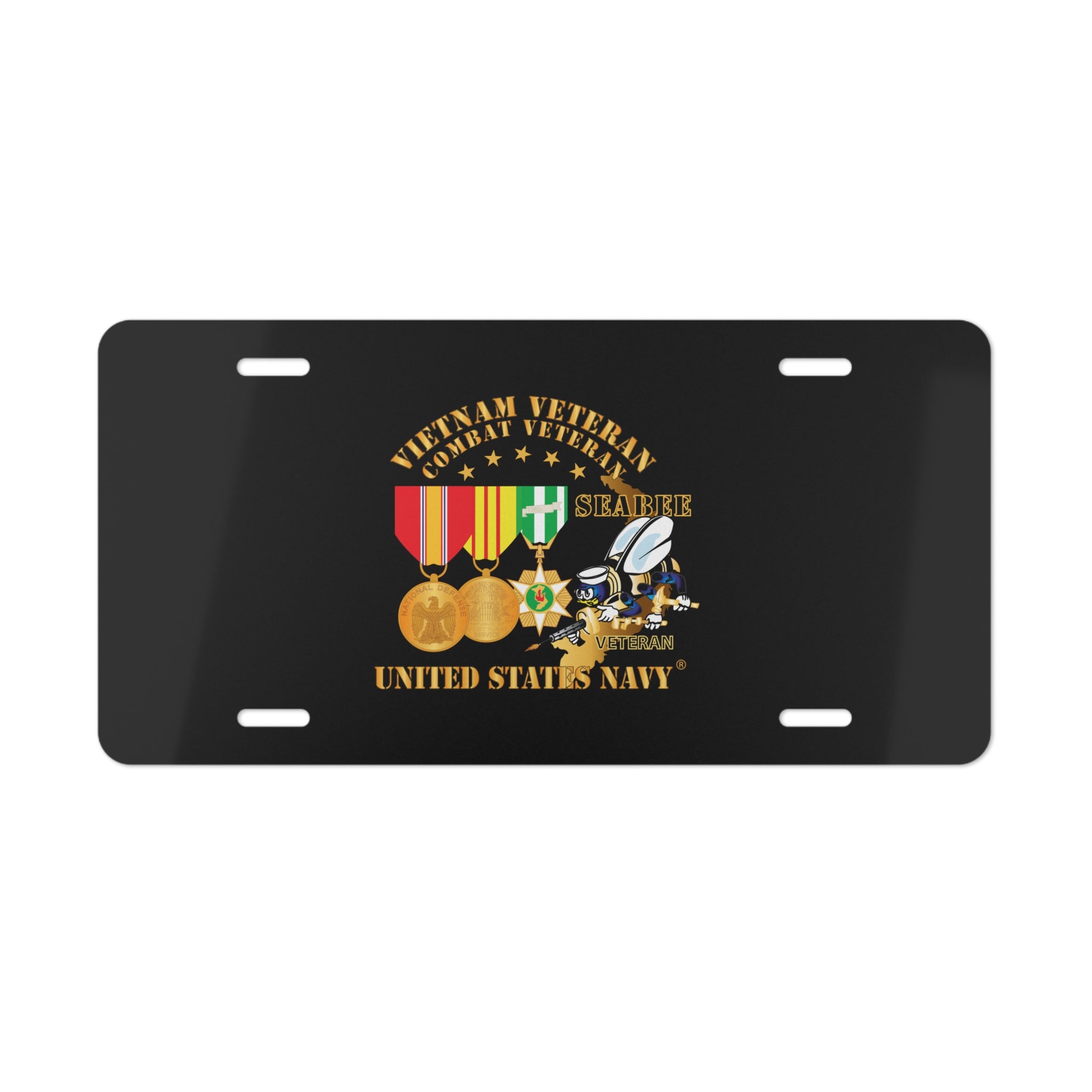 Vanity License Plate - Navy - Vietnam  Veteran - w Medals - VN - Seabee