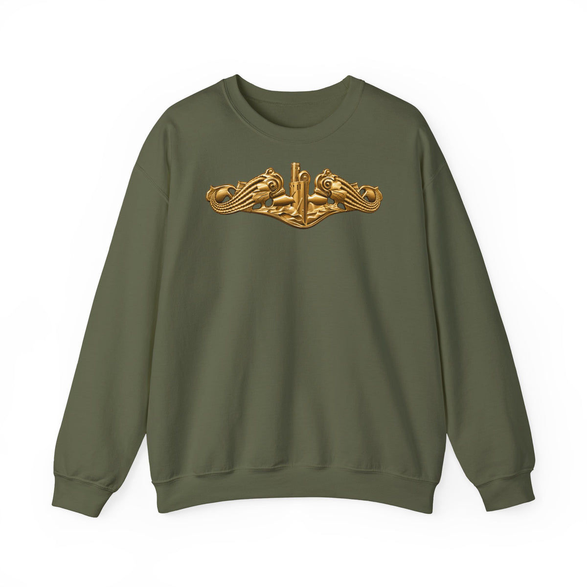 Unisex Heavy Blend™ Crewneck Sweatshirt - Navy - Badge - Submarine Warfare wo txt - Officer - 3D - Enhanced